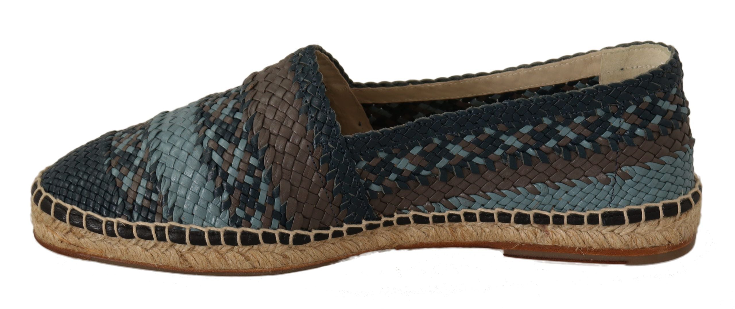 Dolce & Gabbana Blue Gray Slip On Buffalo Espadrille Shoes-2
