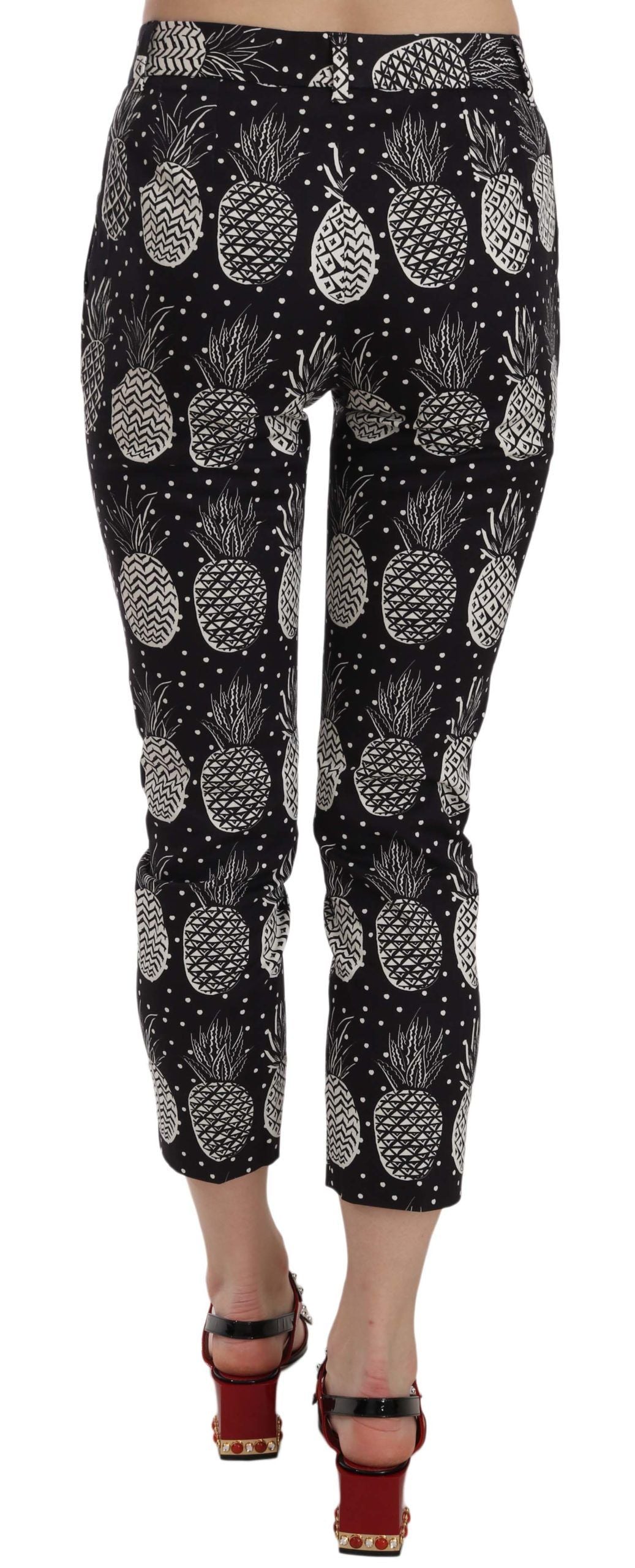 Dolce & Gabbana Black Pineapple Print Skinny Capri Trousers-4