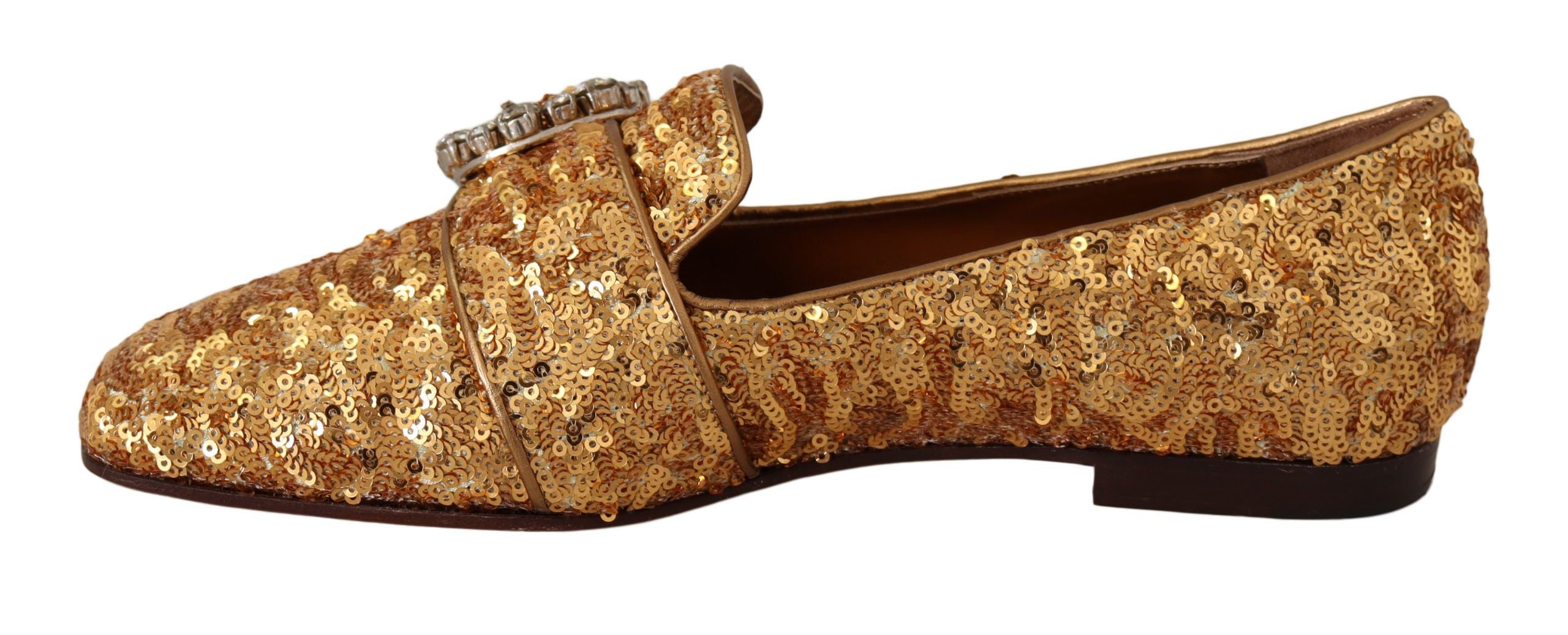 Mocasines planos con cristales y lentejuelas doradas de Dolce & Gabbana para mujer-2