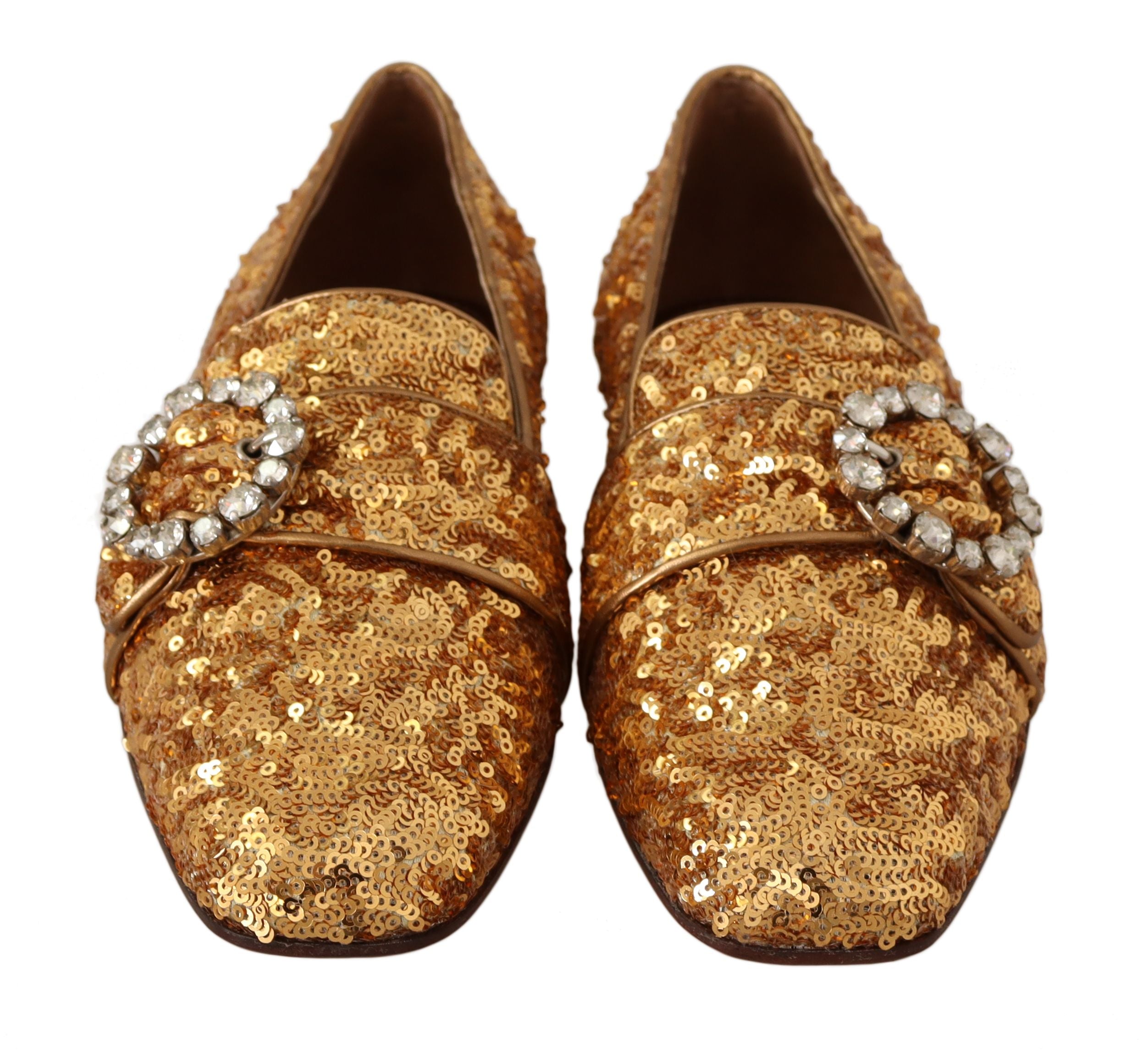 Mocasines planos con cristales y lentejuelas doradas de Dolce & Gabbana para mujer-5