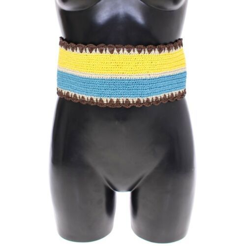 Dolce & Gabbana yellow striped raffia belt with wide waist