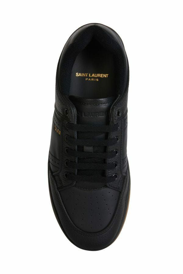 Saint Laurent Elegant black low-top leather sneakers-4