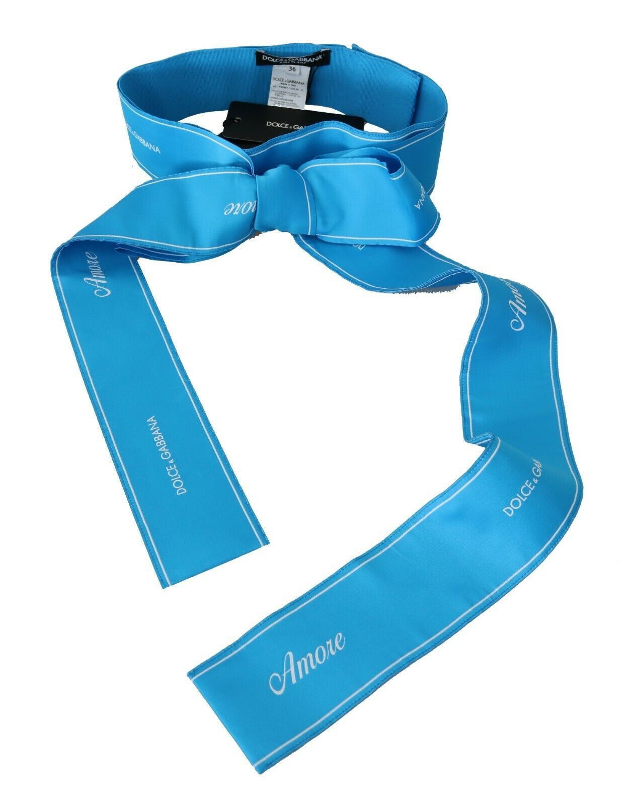 Dolce & Gabbana Blaues Taillenband Breiter Schleifengürtel-2