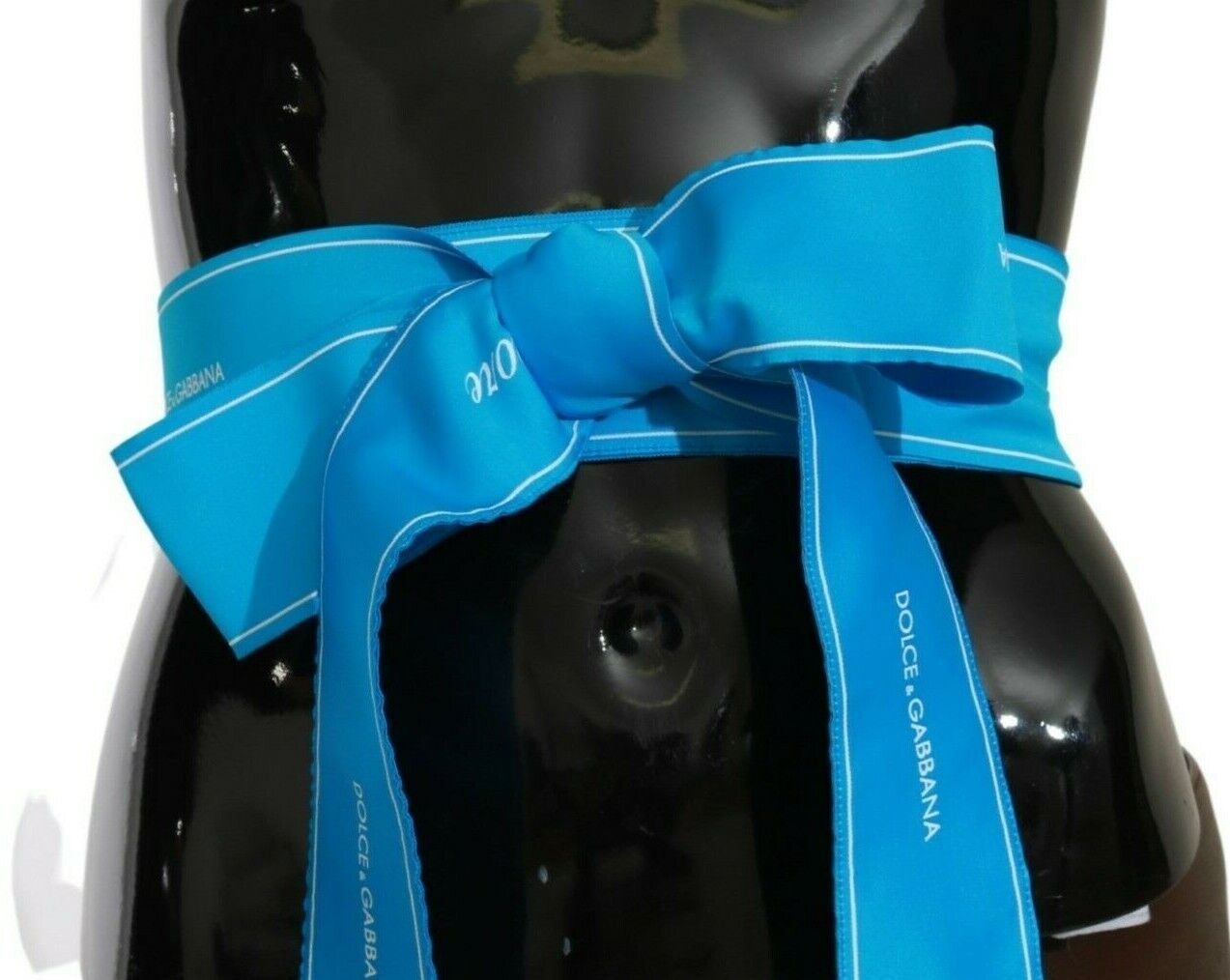 Dolce & Gabbana Blaues Taillenband Breiter Schleifengürtel-1