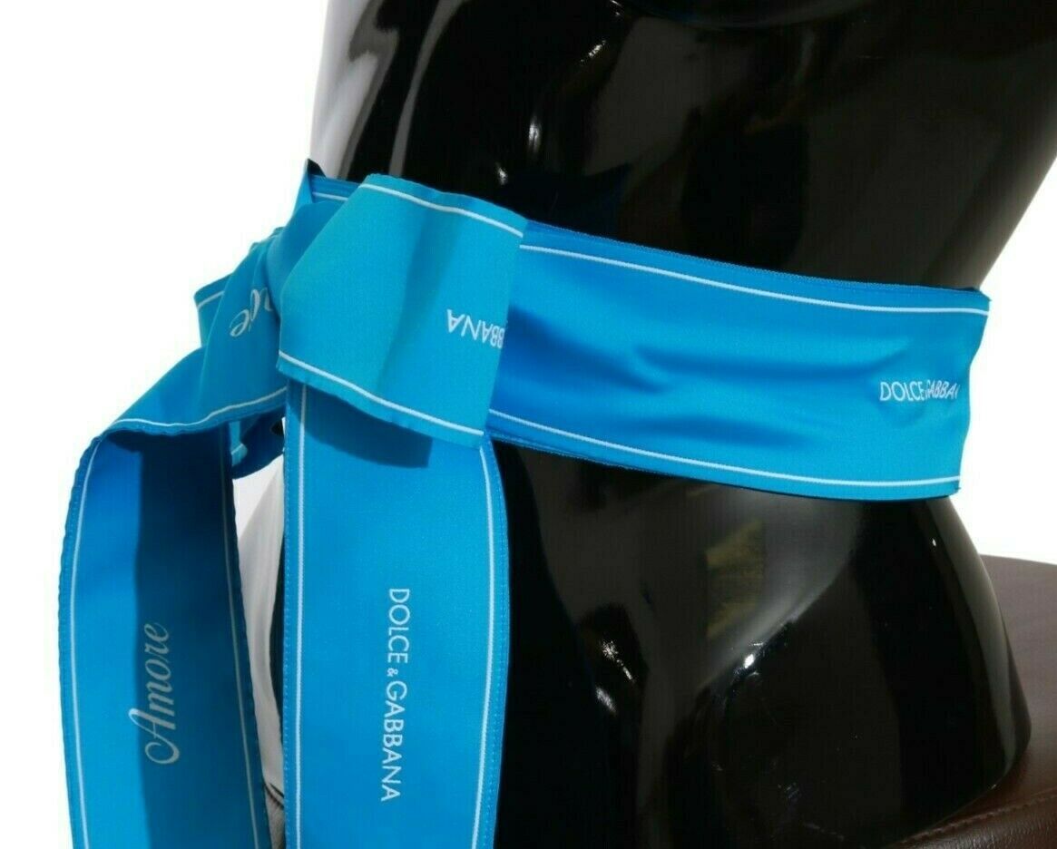 Dolce & Gabbana Blaues Taillenband Breiter Schleifengürtel-3