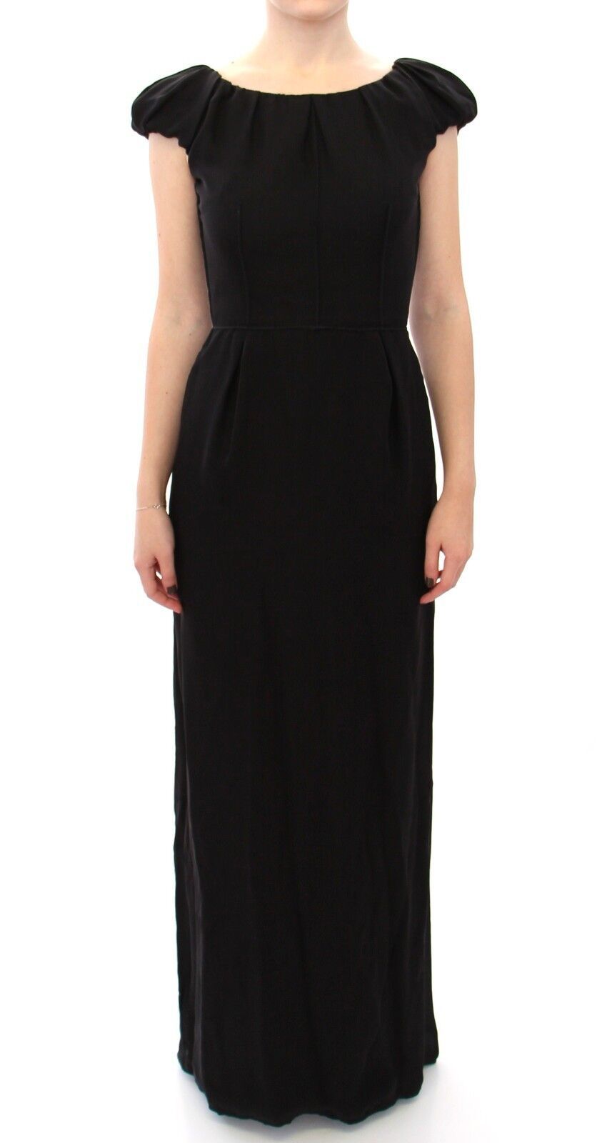 Dolce & Gabbana Black Silk Short Sleeve Maxi Dress IT Dress