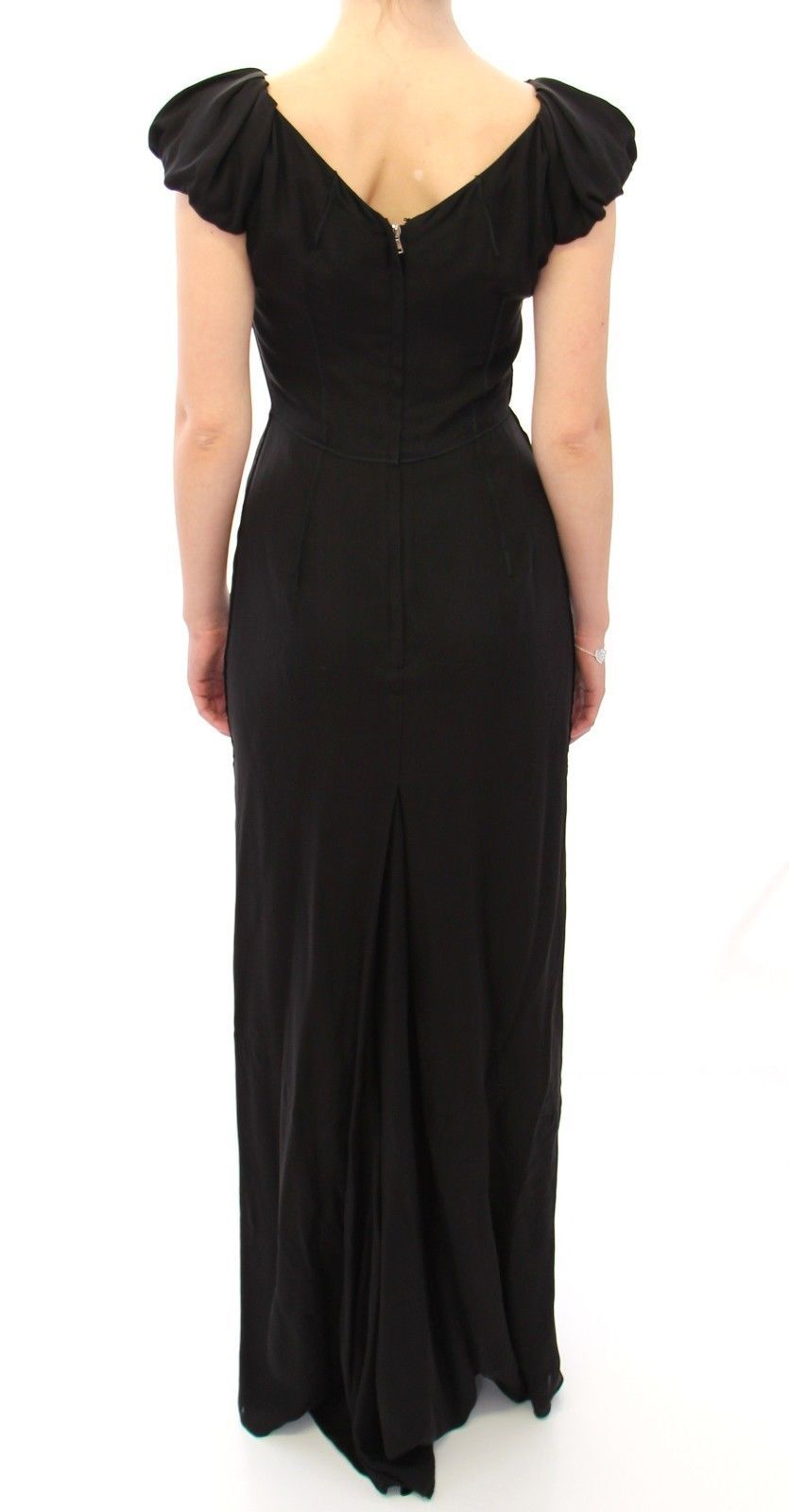 Dolce & Gabbana Black Silk Short Sleeve Maxi Dress IT Dress-3