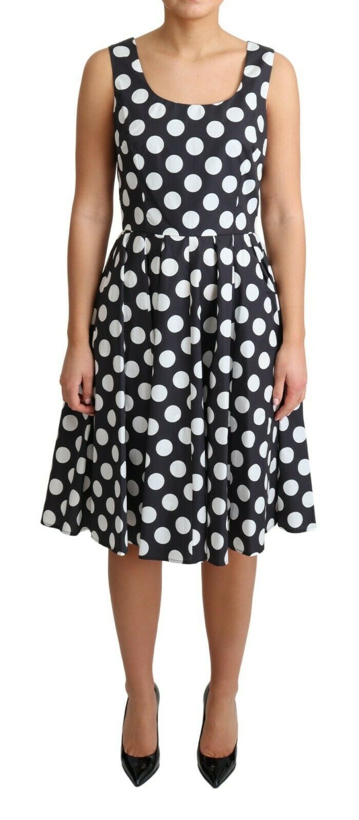 Vestido evasé de lunares negros de Dolce & Gabbana en algodón-1