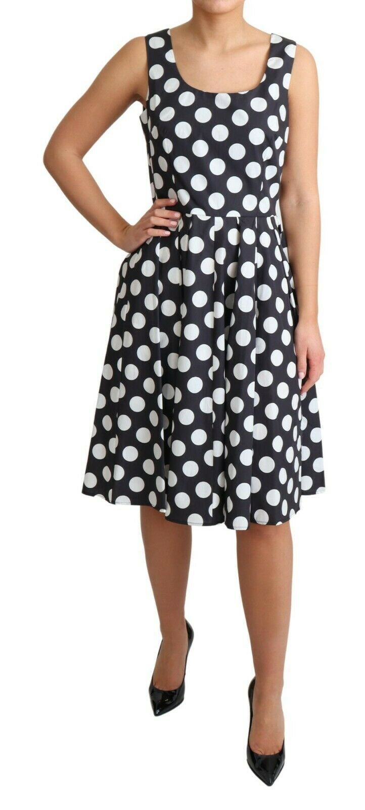 Vestido evasé de lunares negros de Dolce & Gabbana en algodón-2