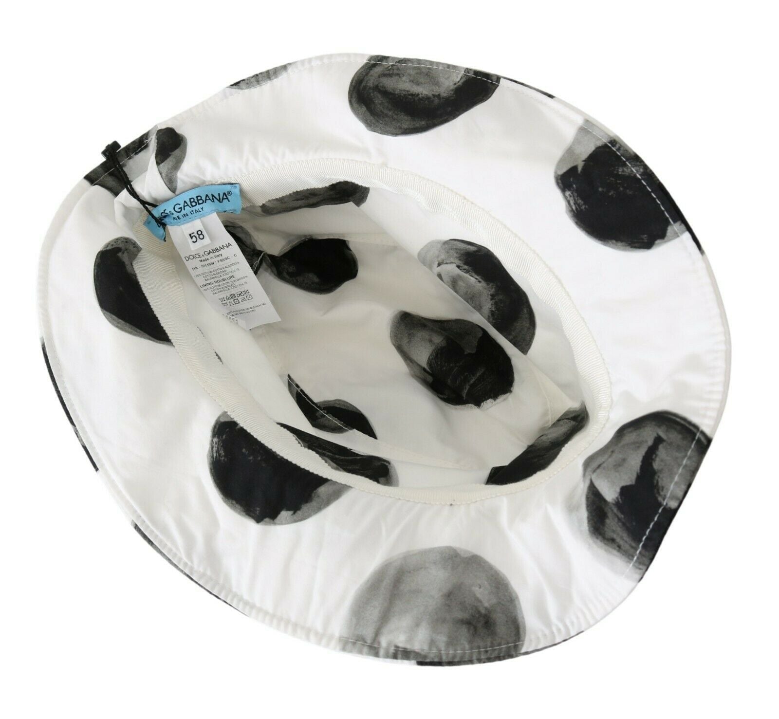 Dolce & Gabbana White Cotton Bucket Hat with Polka Dot Pattern-5