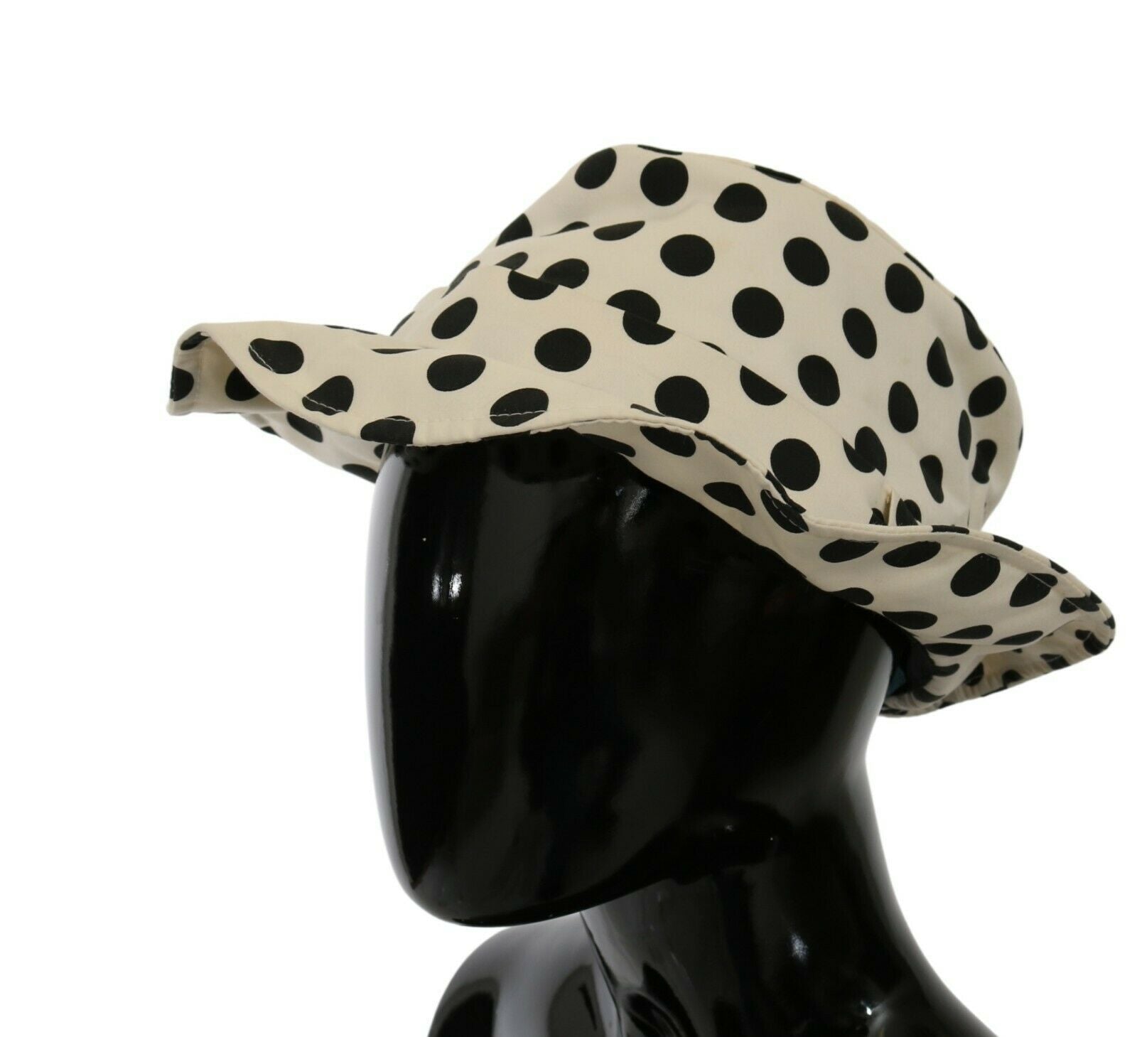 Dolce & Gabbana white trilby hat made from 100% cotton with a polka dot design-2