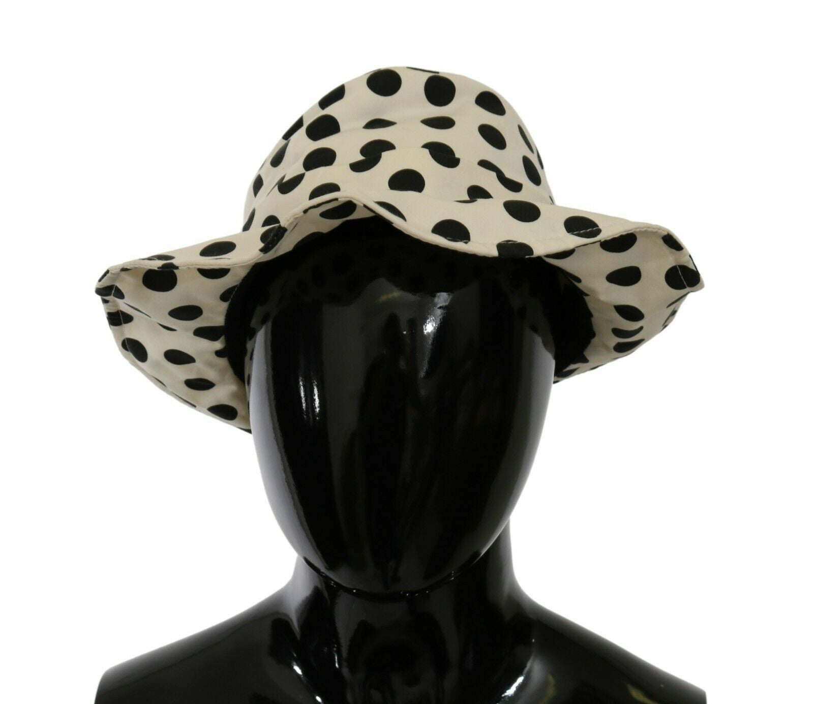 Dolce & Gabbana white trilby hat made from 100% cotton with a polka dot design-1