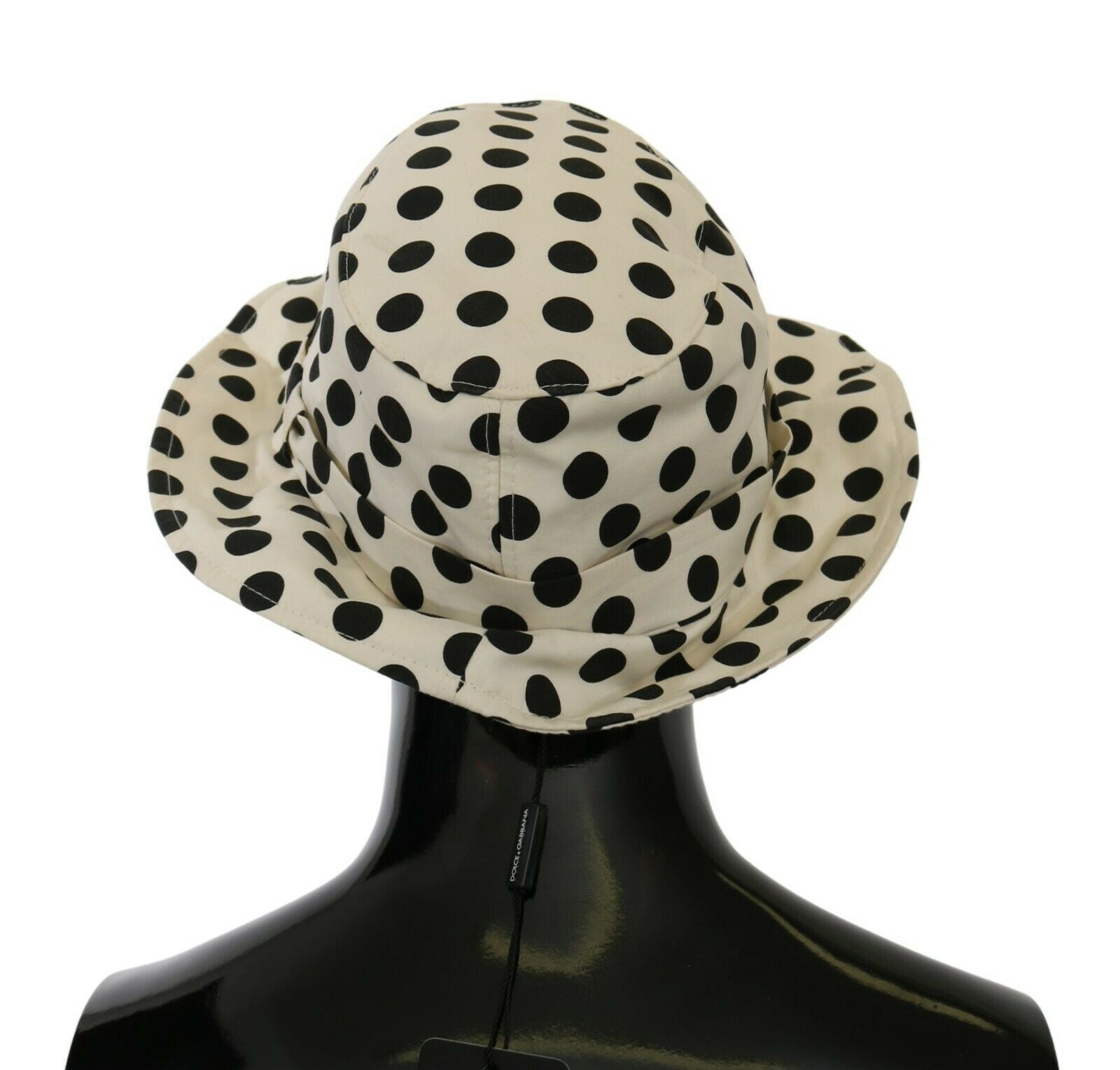 Dolce & Gabbana white trilby hat made from 100% cotton with a polka dot design-3