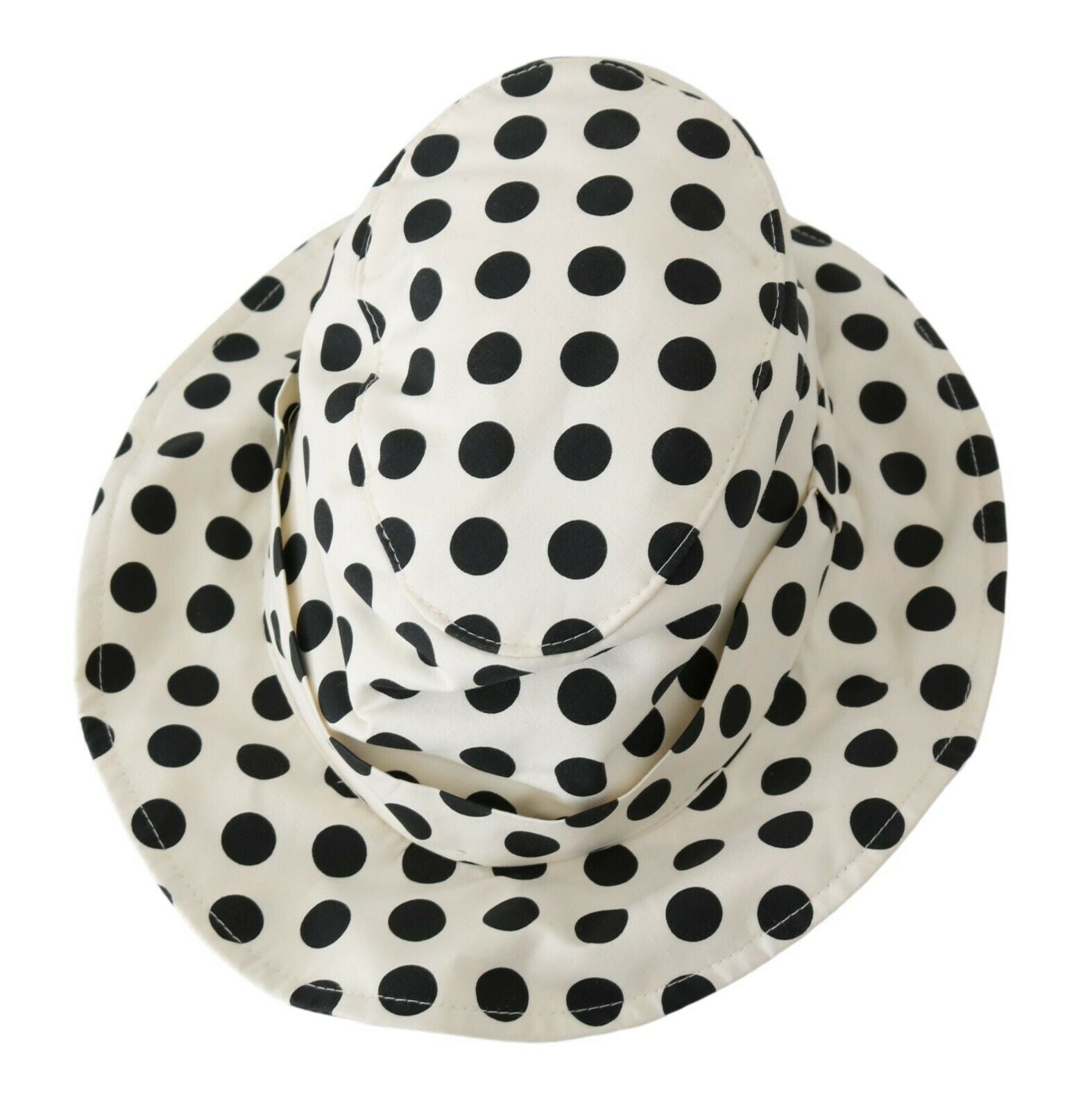 Dolce & Gabbana white trilby hat made from 100% cotton with a polka dot design-4