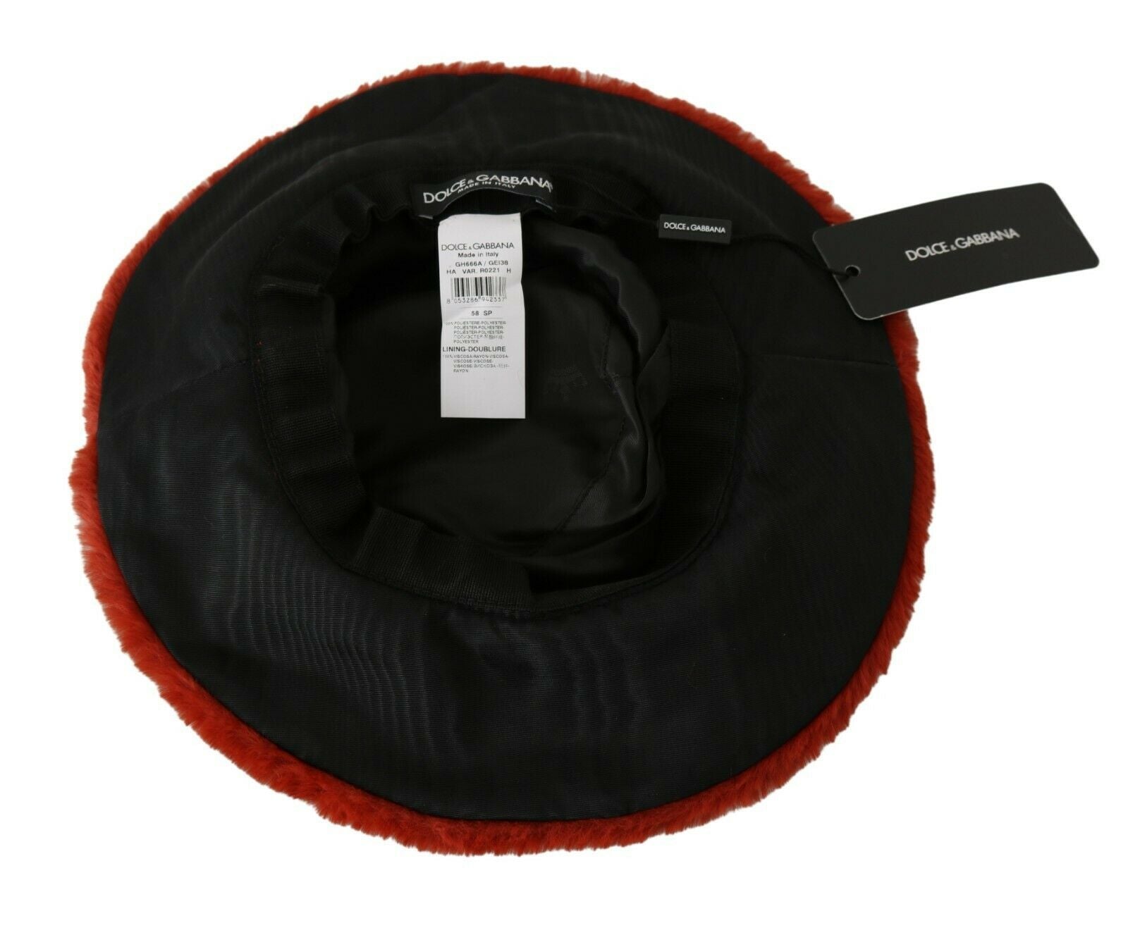 Dolce & Gabbana Red Bordeaux Fur Wide Brim Bucket Hat-5