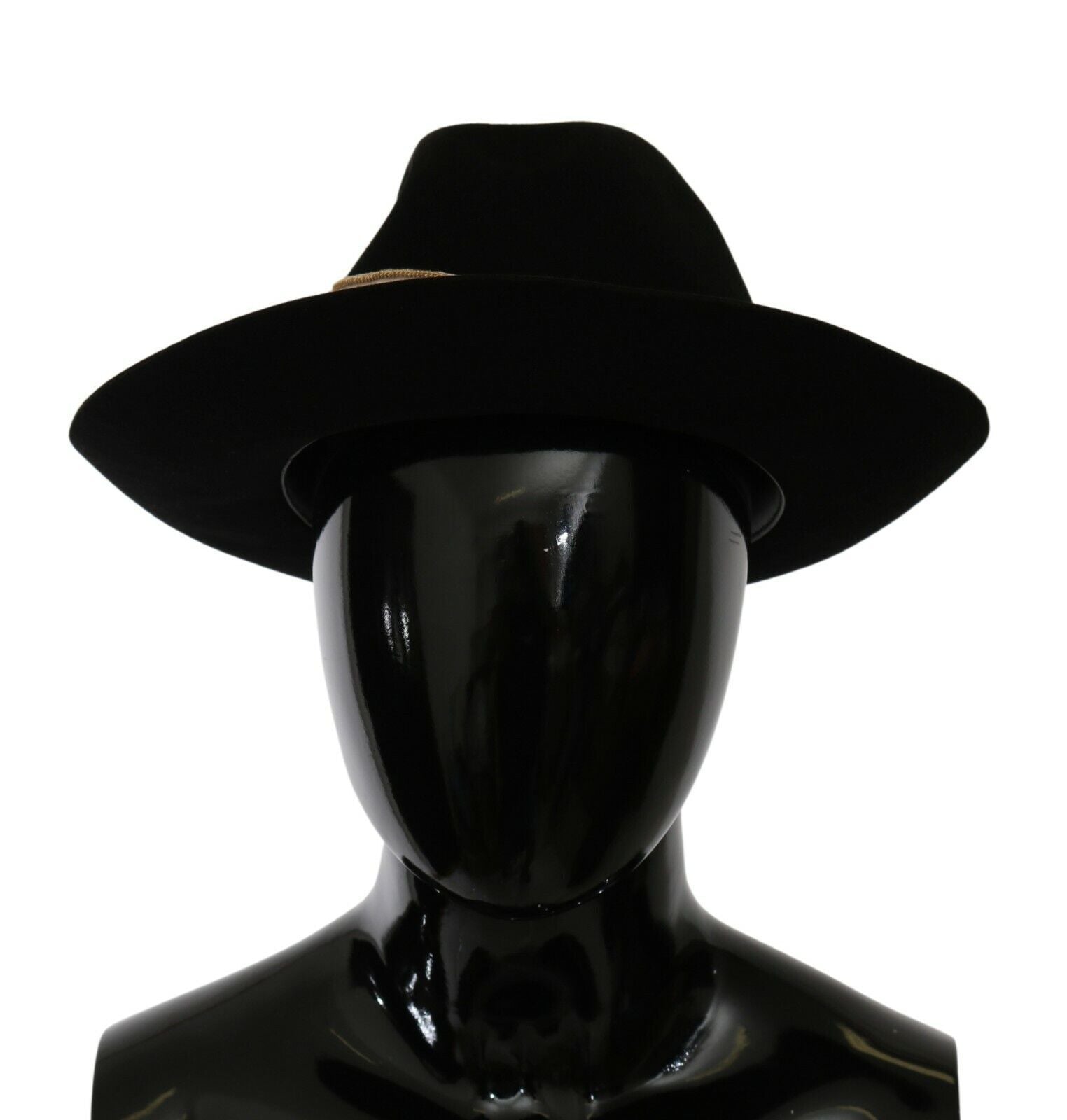Dolce & Gabbana Black Lapin Amor Gignit Panama Hat with Wide Brim