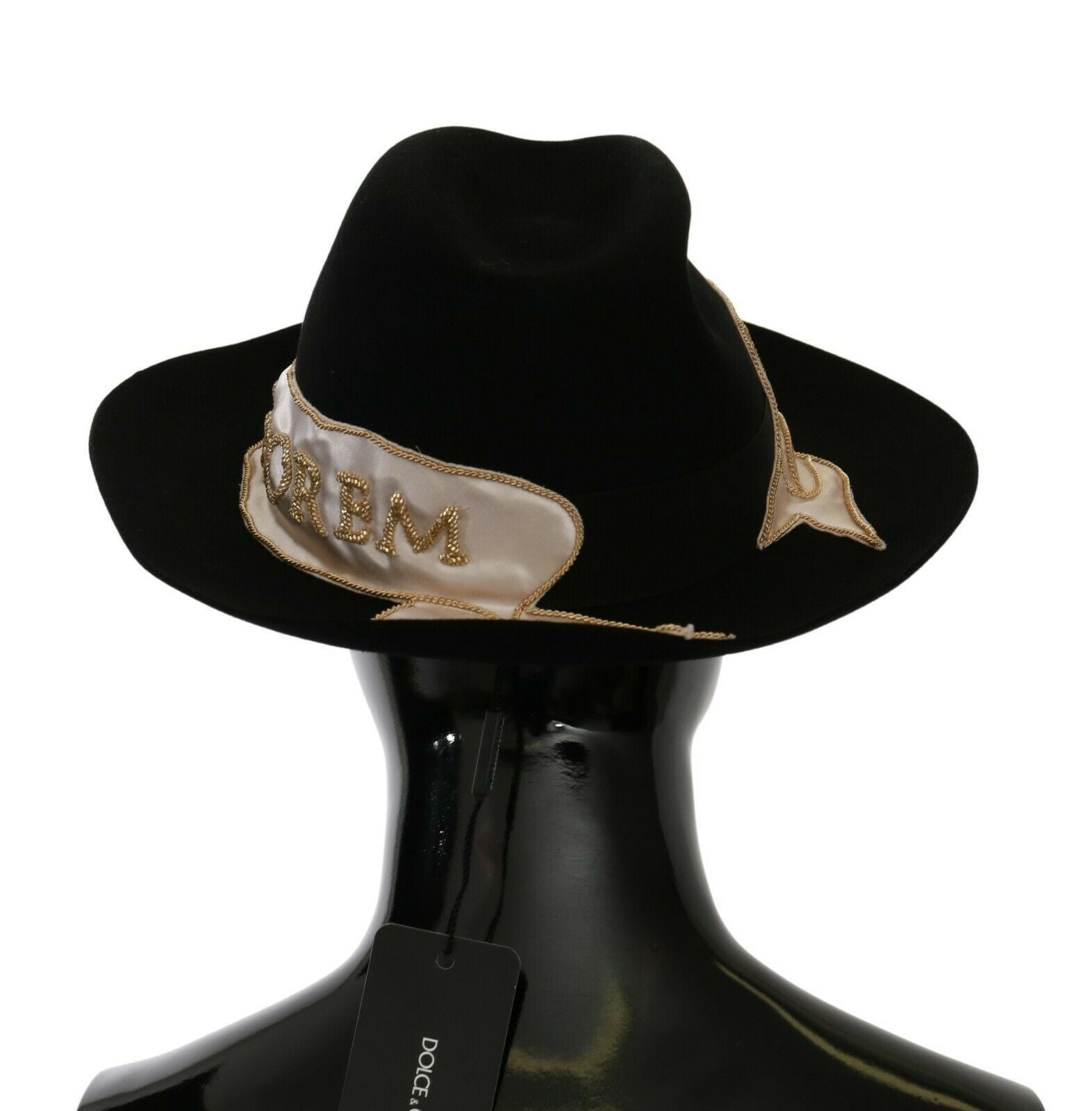 Dolce & Gabbana Schwarzer Lapin Amor Gignit Panamahut mit breiter Krempe-4