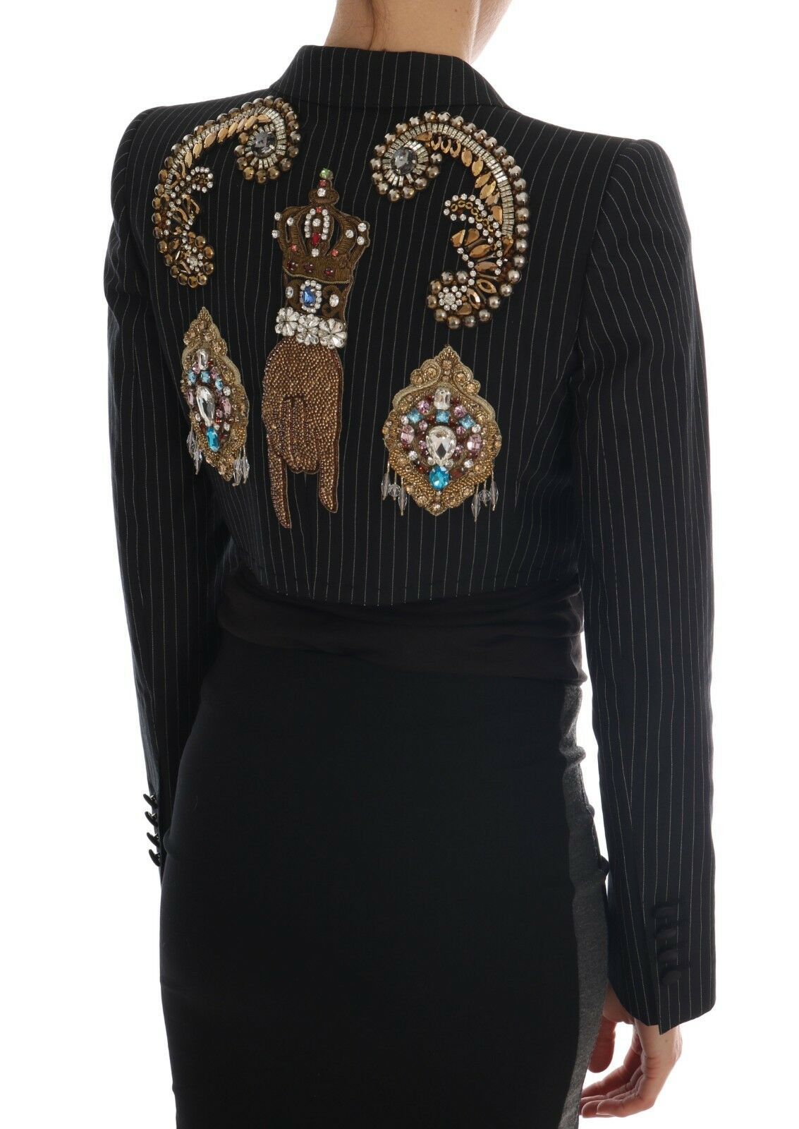 Dolce & Gabbana Black Crystal Fairy Tale Blazer Jacket-3