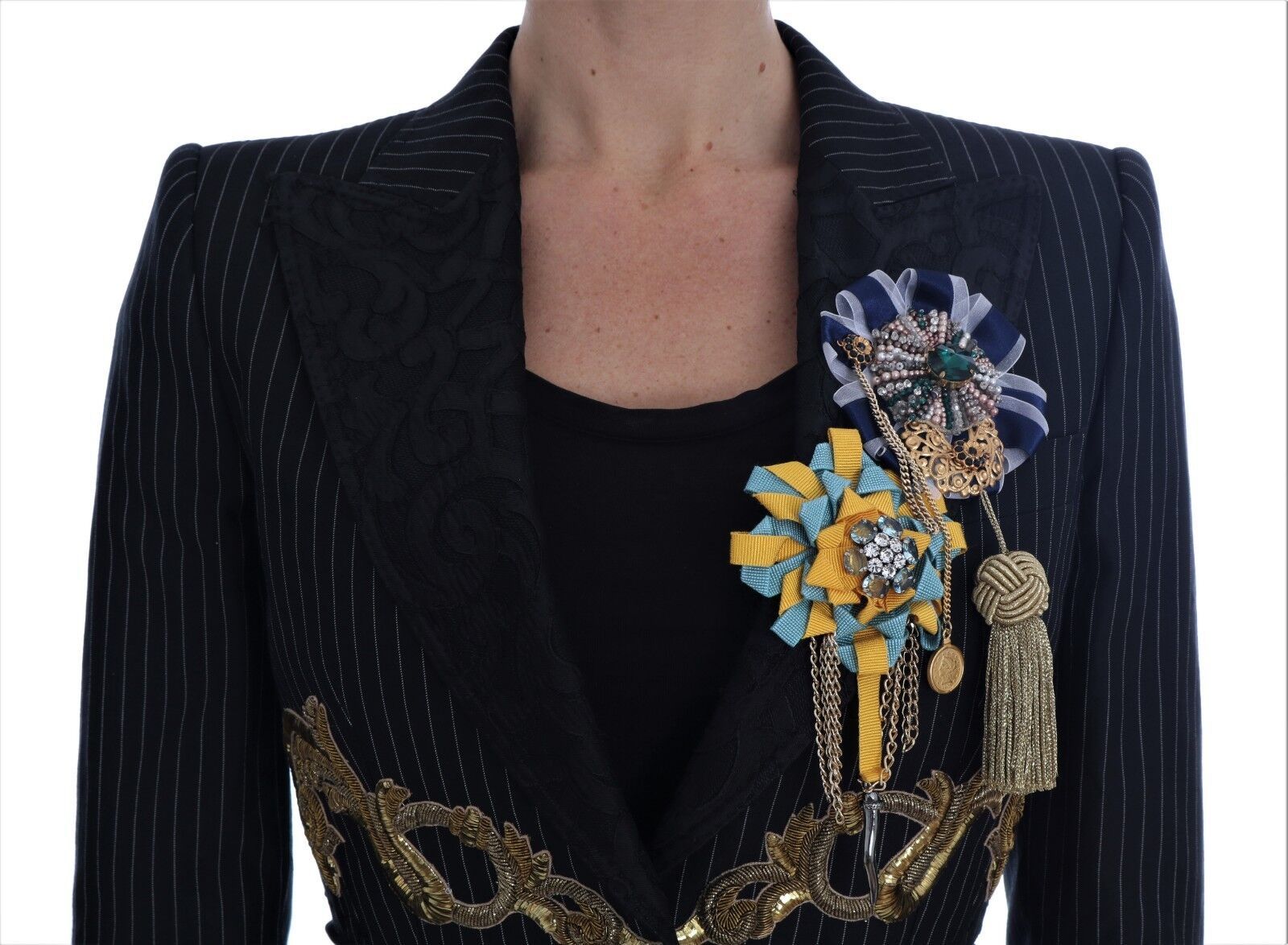 Dolce & Gabbana Black Crystal Fairy Tale Blazer Jacket-4