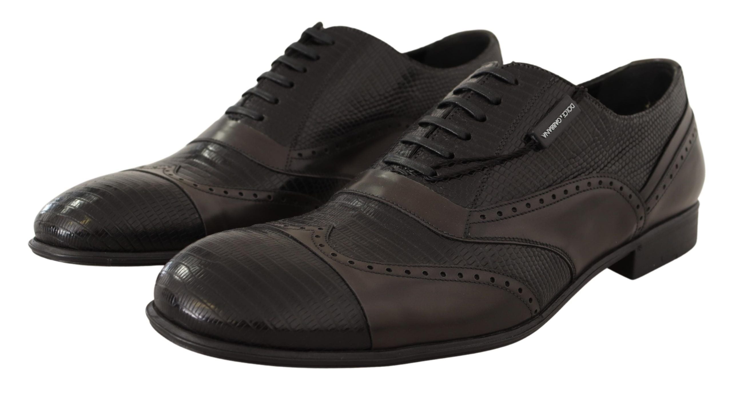 Dolce & Gabbana Braune Eidechsenhaut Leder Oxford Dress Schuhe-2