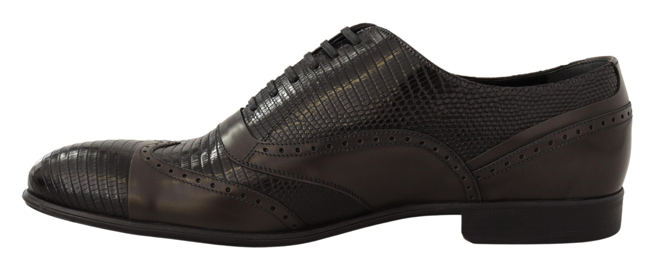 Dolce & Gabbana Braune Eidechsenhaut Leder Oxford Dress Schuhe-4