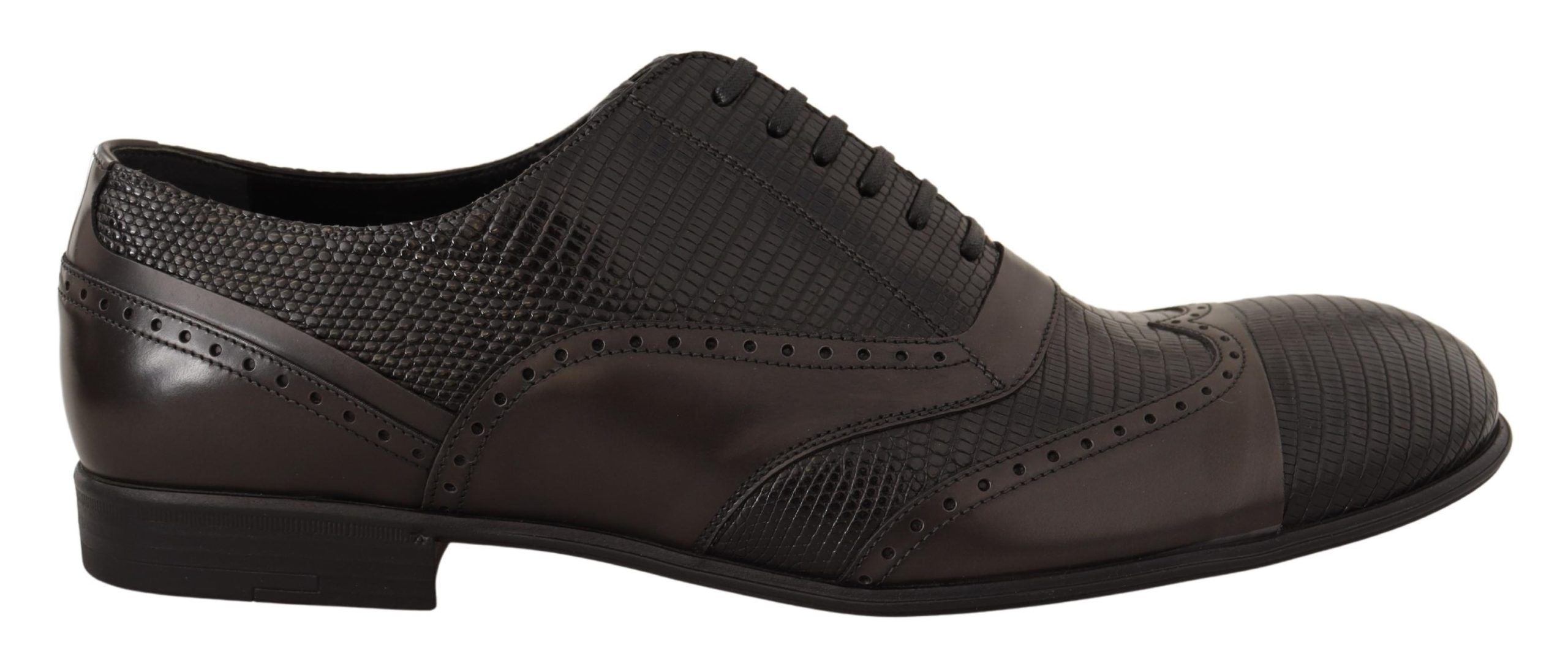 Zapatos de vestir Oxford de piel de lagarto marrón de Dolce & Gabbana