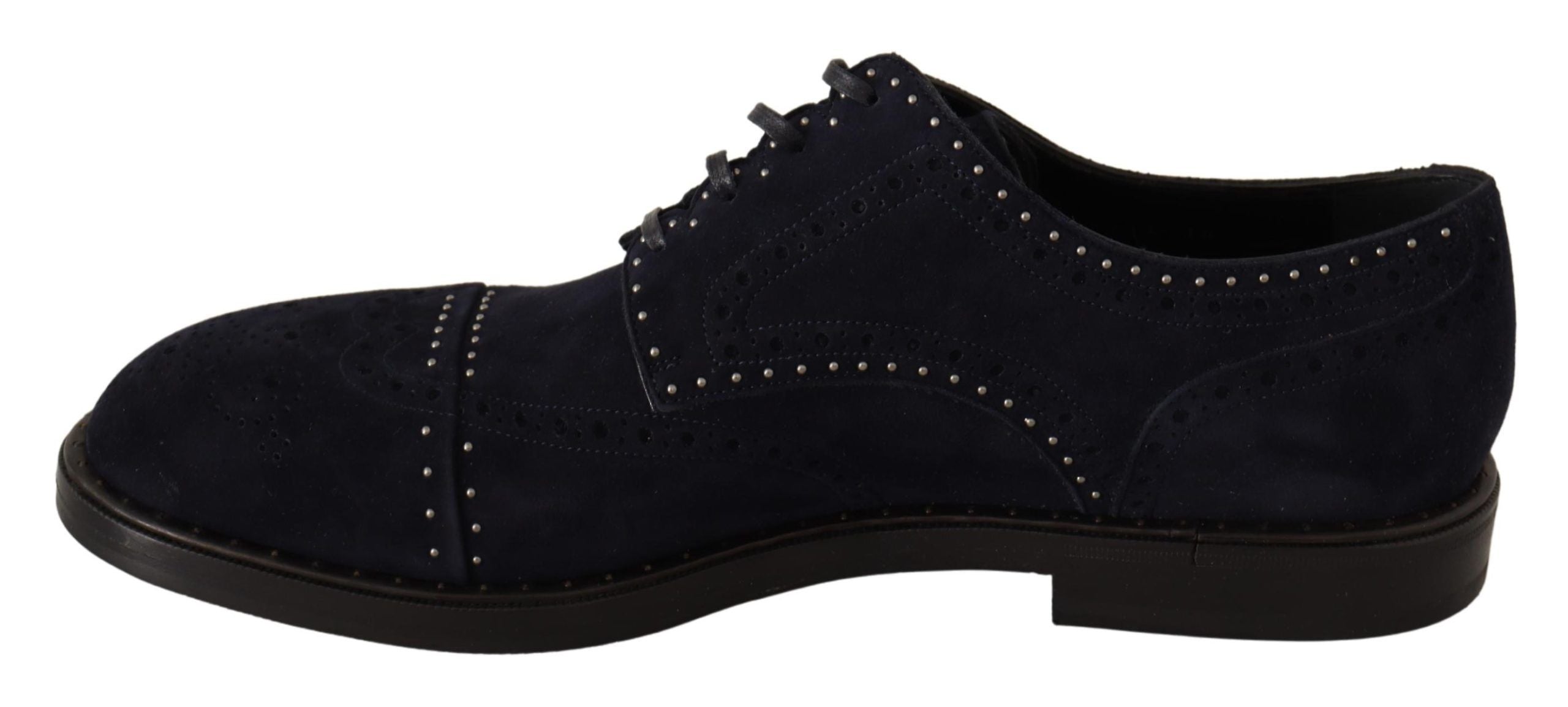 Dolce & Gabbana Blaue Derby-Schuhe aus Wildleder mit Nieten-2