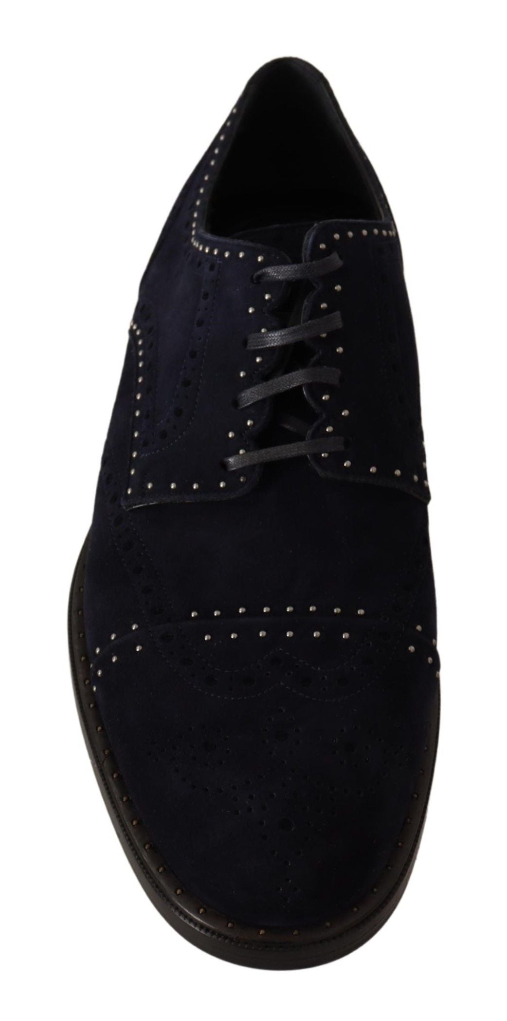 Dolce & Gabbana Blaue Derby-Schuhe aus Wildleder mit Nieten-4