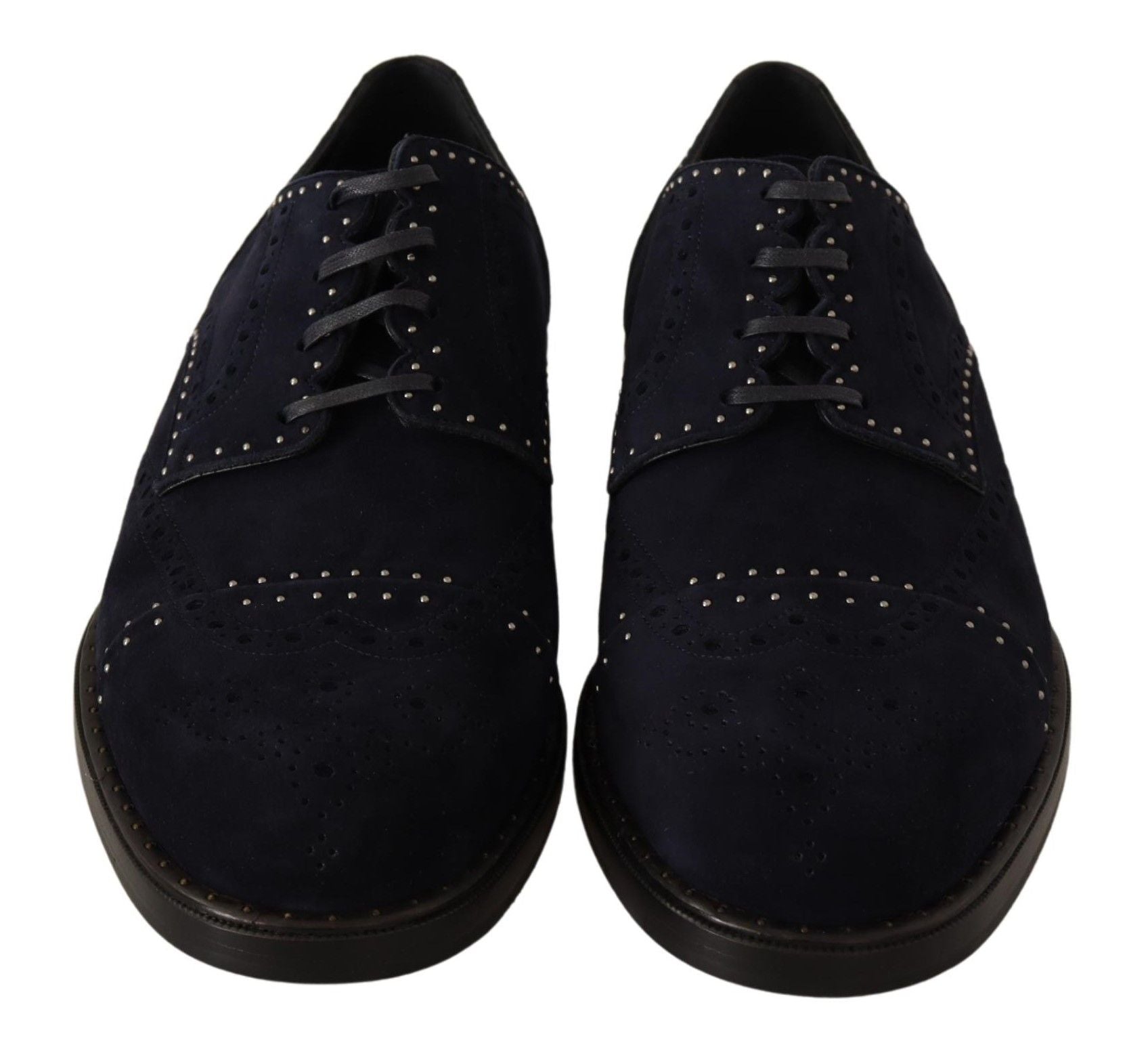 Dolce & Gabbana Blaue Derby-Schuhe aus Wildleder mit Nieten-5