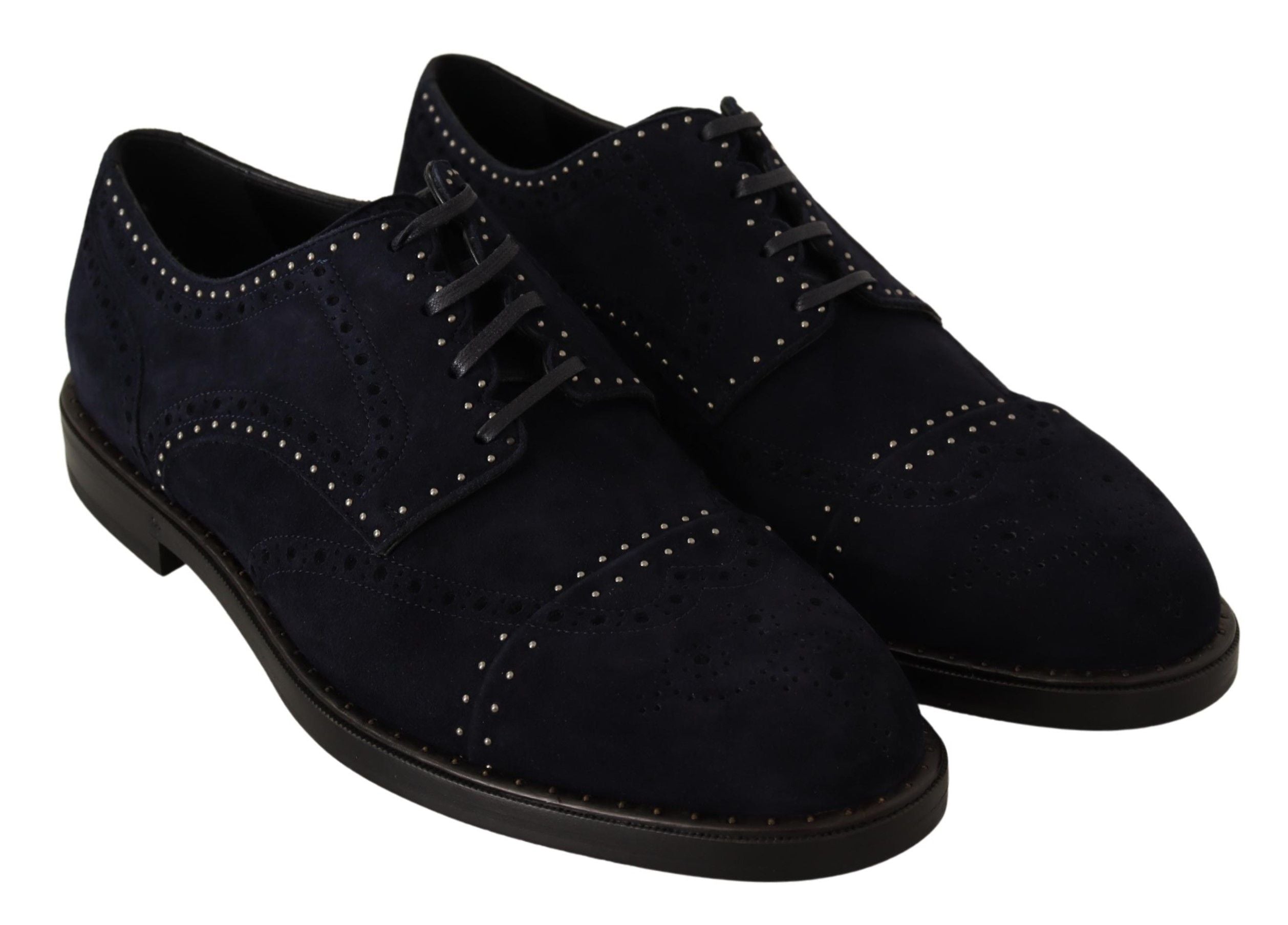 Dolce & Gabbana Blaue Derby-Schuhe aus Wildleder mit Nieten-6