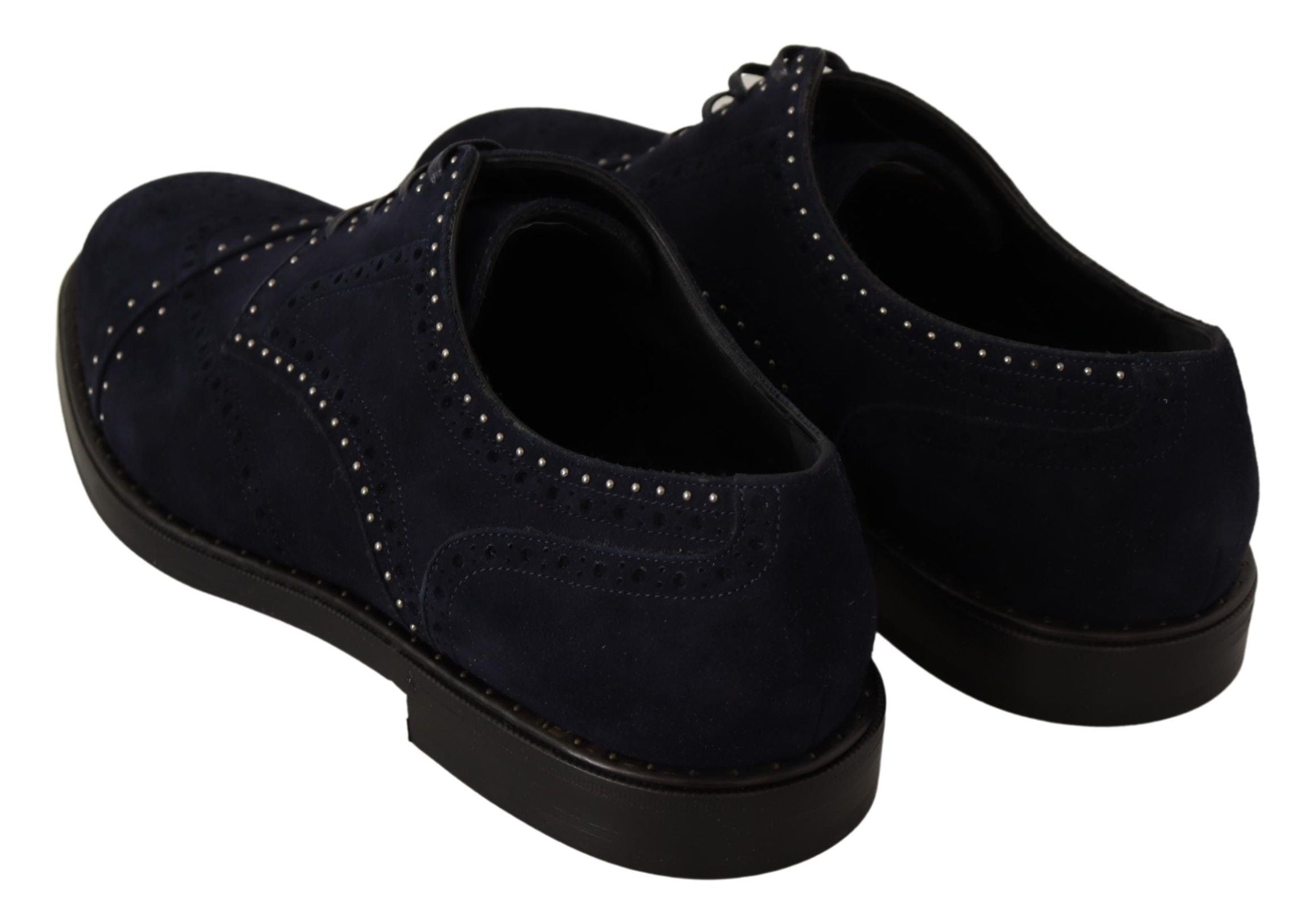 Dolce & Gabbana Blaue Derby-Schuhe aus Wildleder mit Nieten-7