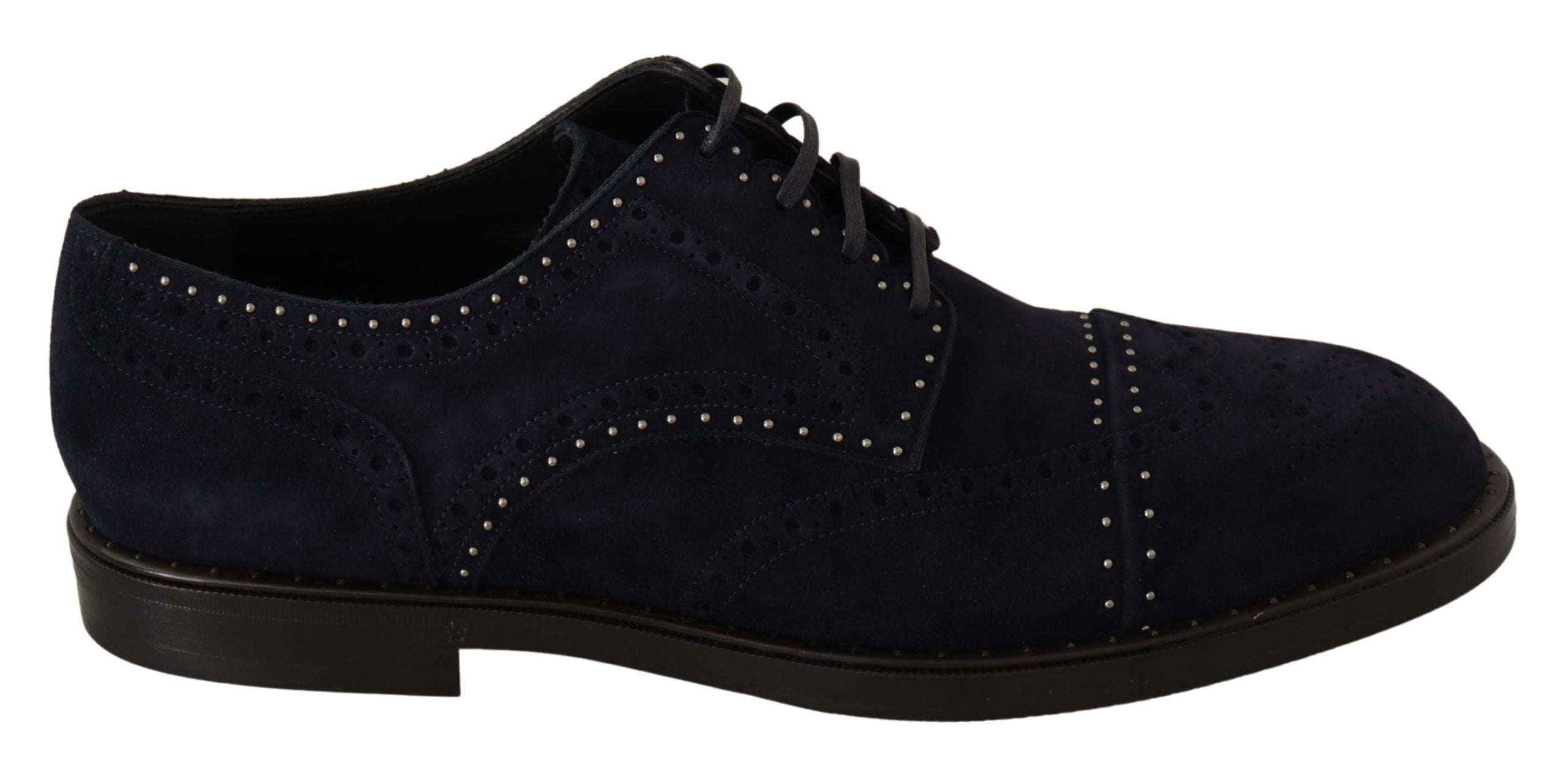 Zapatos derby de ante azul con tachuelas de Dolce & Gabbana