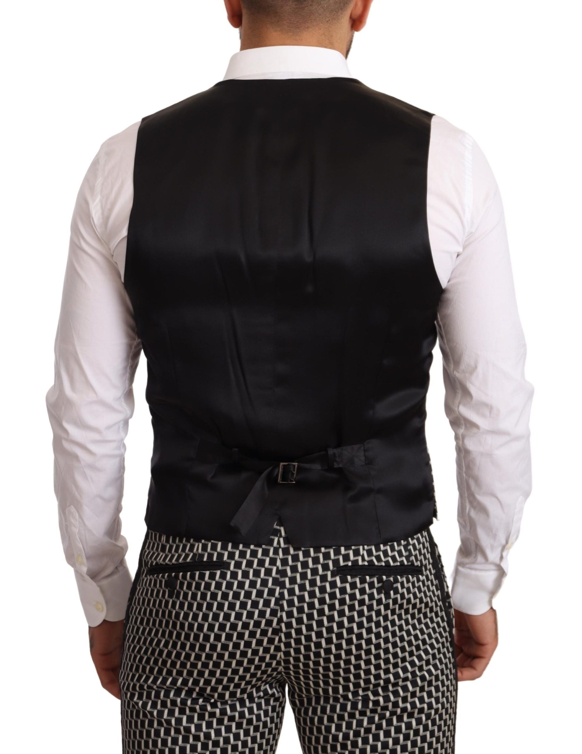Conjunto de 3 piezas a cuadros blancos y negros de Dolce & Gabbana, traje MARTINI-2