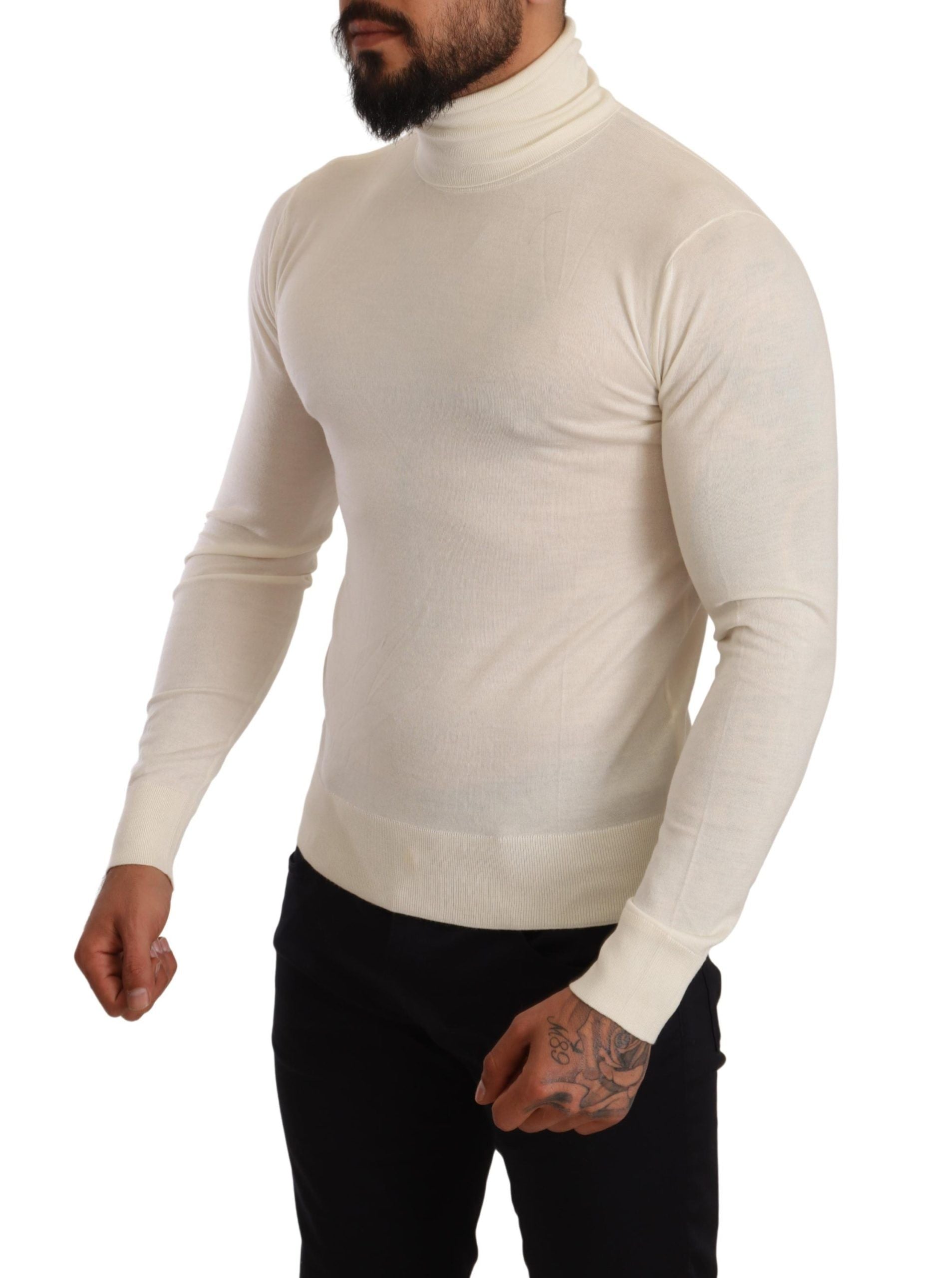 Dolce & Gabbana roll-neck sweater in cream-colored cashmere-2