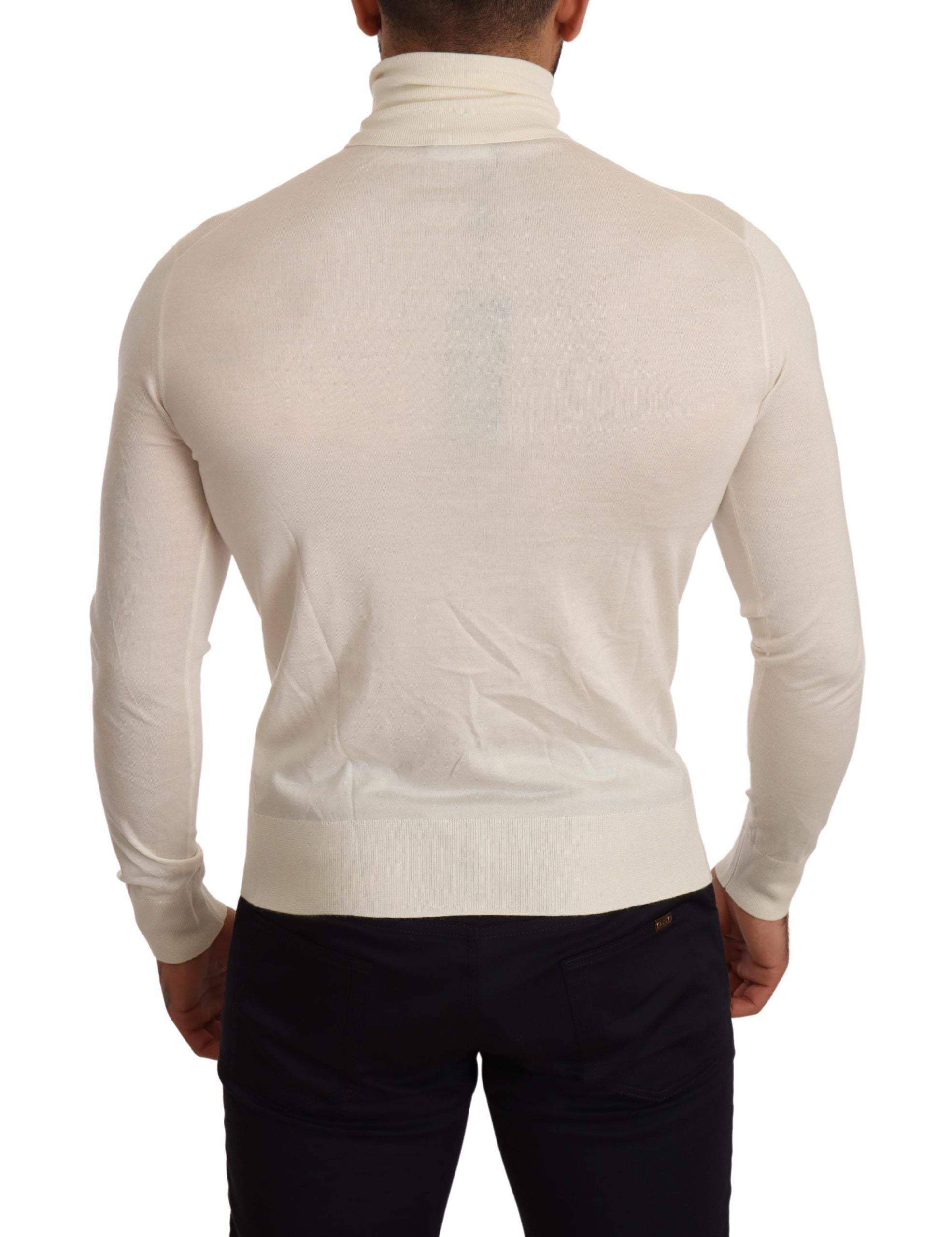 Dolce & Gabbana roll-neck sweater in cream-colored cashmere-3