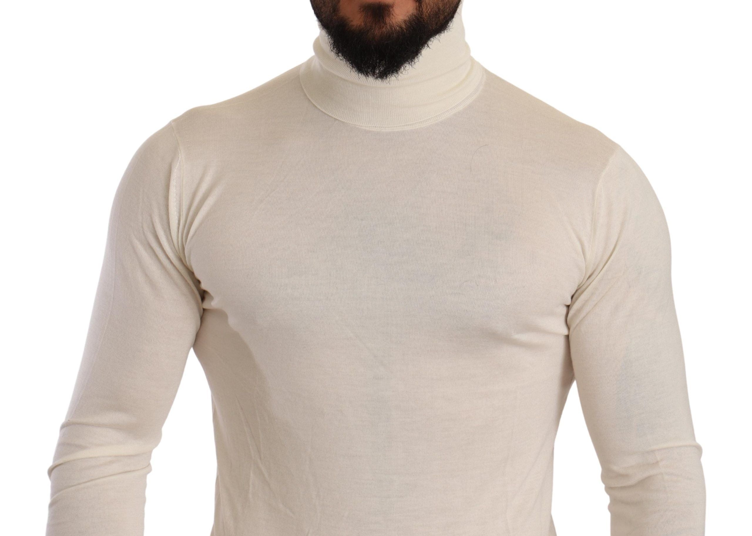Dolce & Gabbana roll-neck sweater in cream-colored cashmere-4