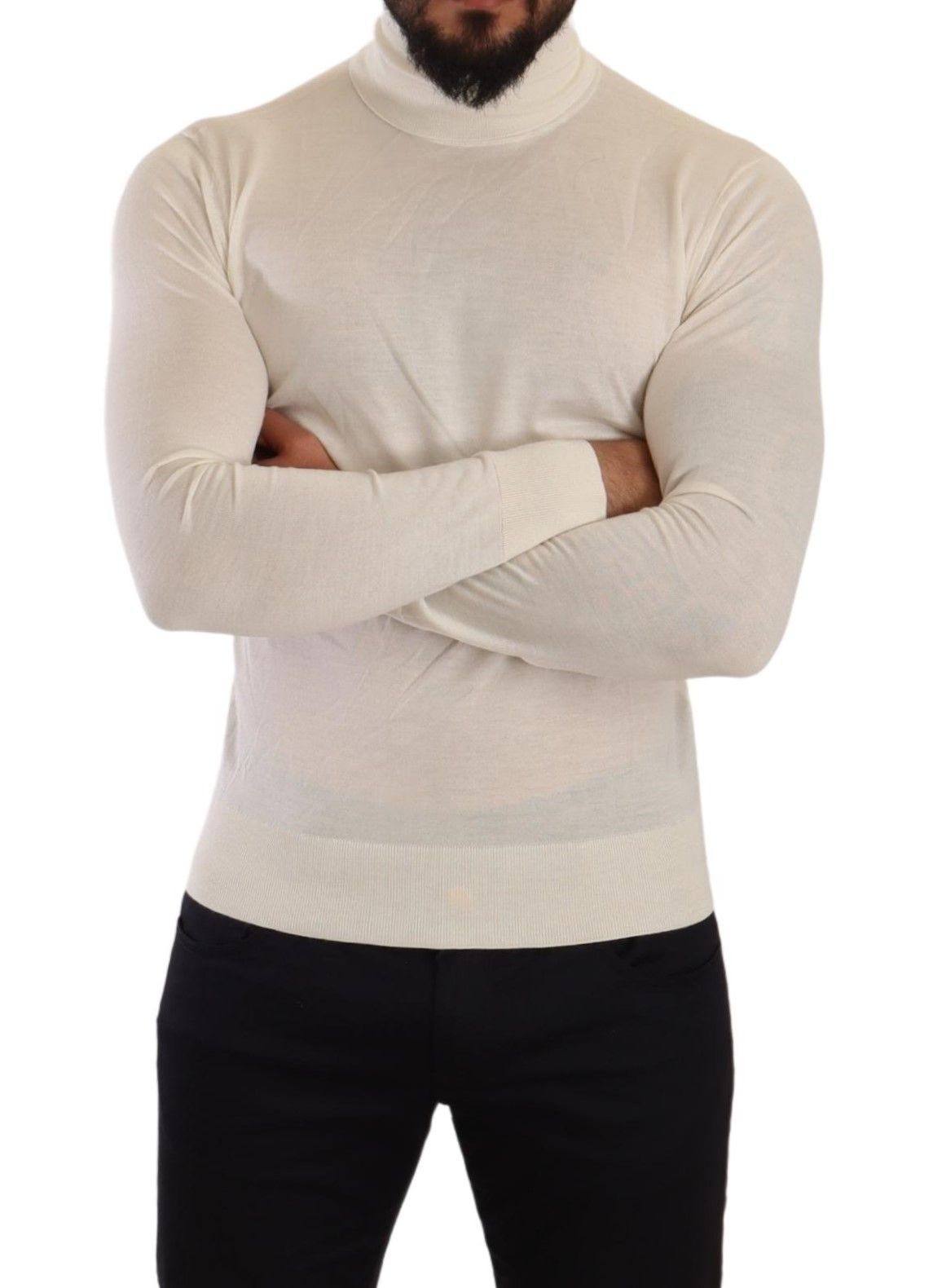 Dolce & Gabbana roll-neck sweater in cream-colored cashmere-5