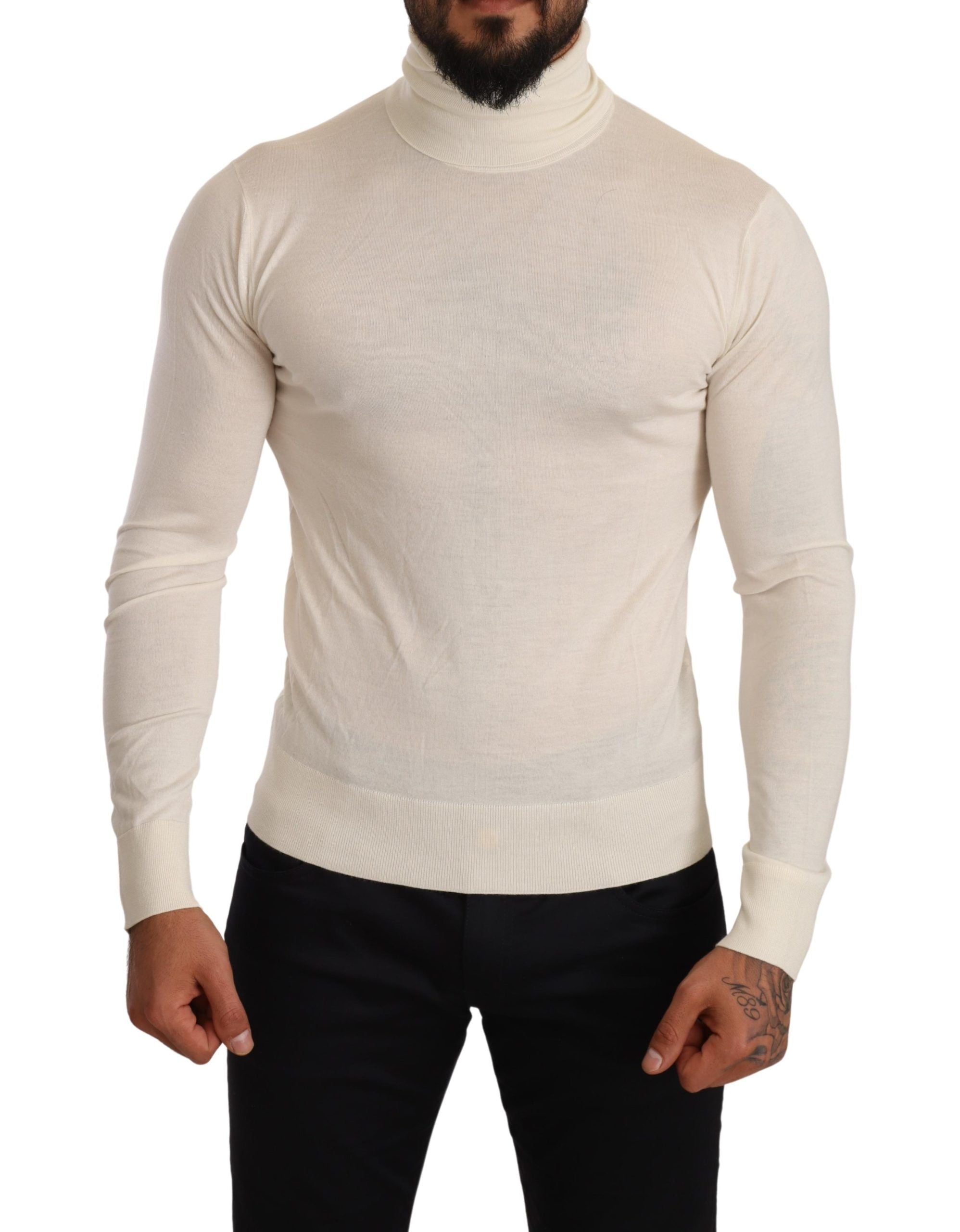 Dolce & Gabbana roll-neck sweater in cream-colored cashmere-1