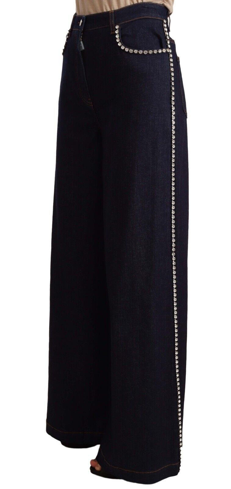 Dolce & Gabbana dark blue flared jeans with crystal embellishment-2