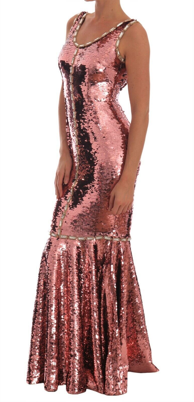 Dolce & Gabbana Pink Sequined Sheath Dress with Crystal-2