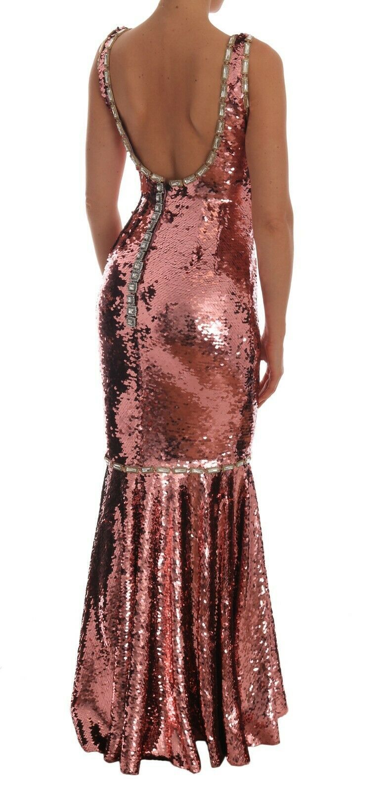 Dolce & Gabbana Pink Sequined Sheath Dress with Crystal-4