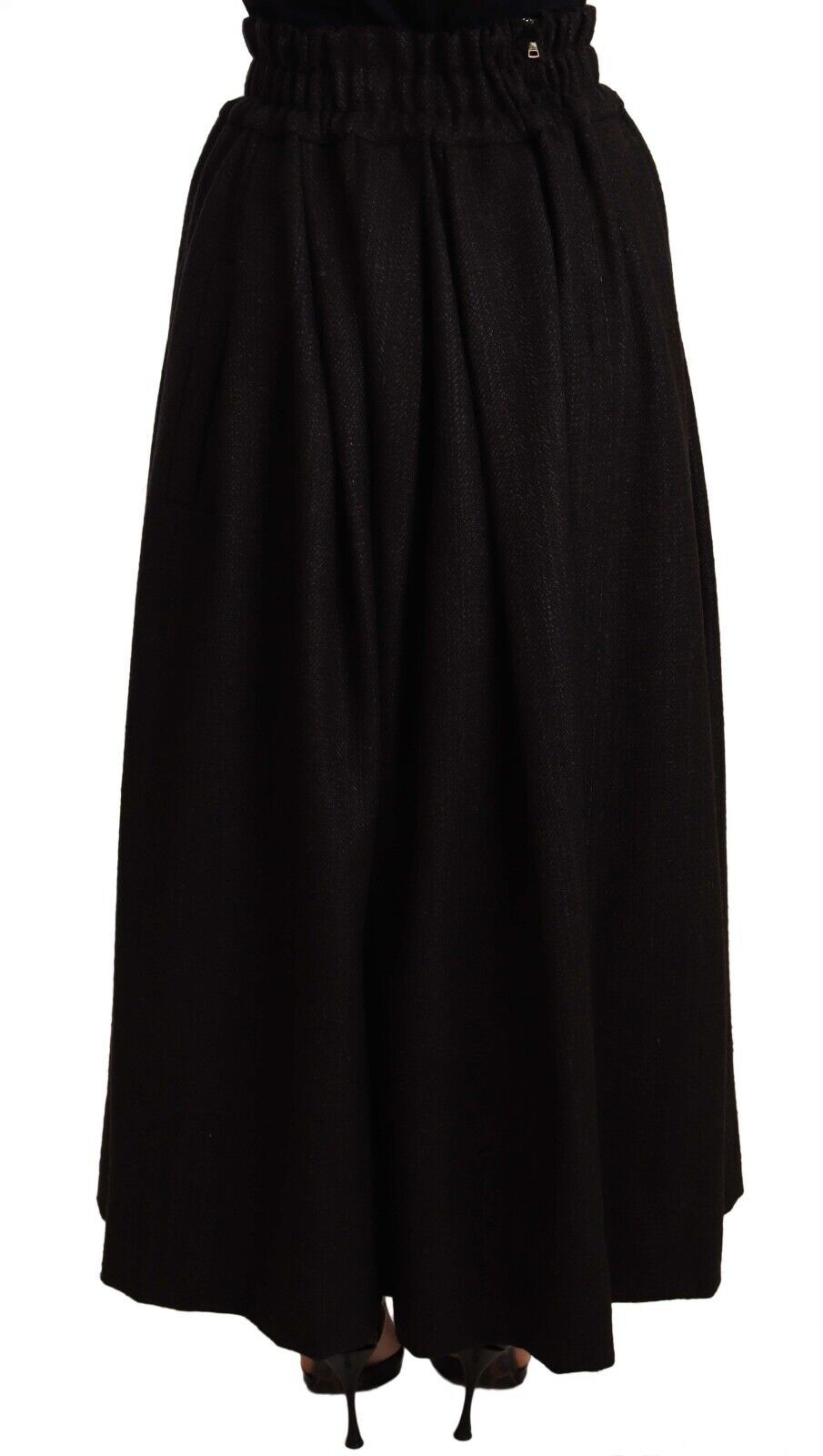 Dolce & Gabbana Black High-Waisted Wool Maxi Skirt PIECE-3