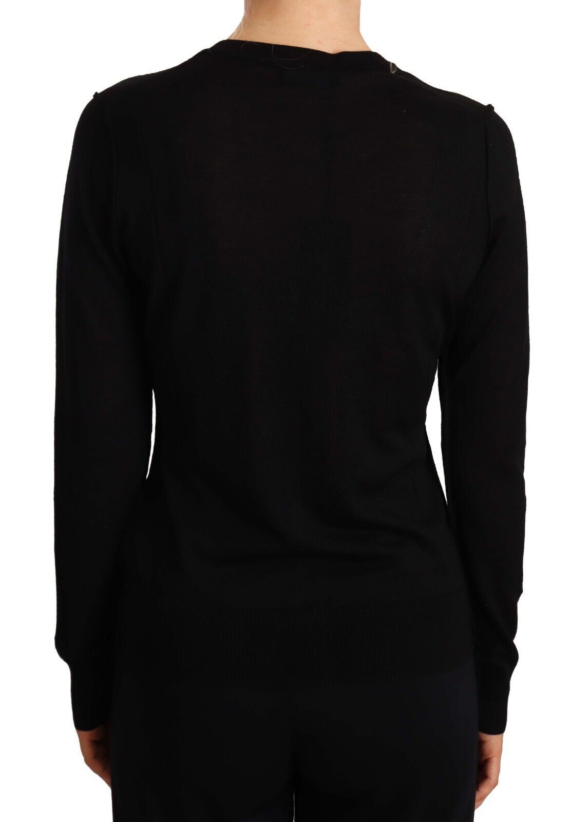 Suéter negro de cuello redondo de Dolce & Gabbana, suéter de lana STAFF-3