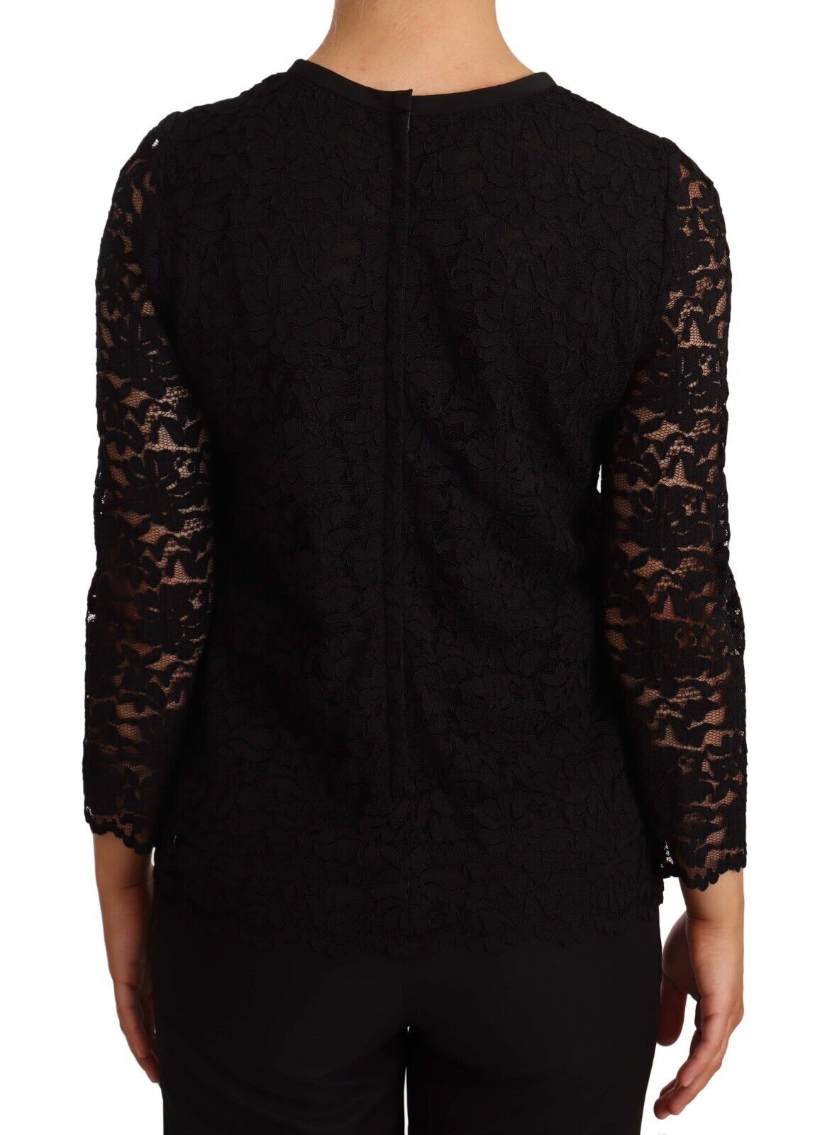 Dolce & Gabbana Black nylon blouse top with floral lace-3