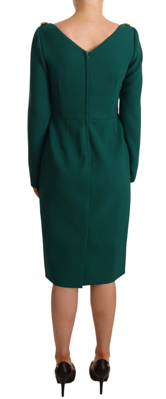 Dolce & Gabbana green stretch crepe midi dress with crystal-3
