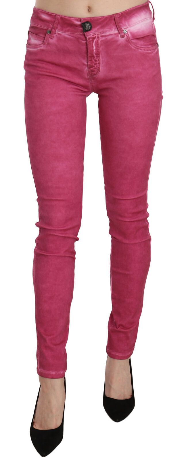 PLEIN SUD Pink Velvet Mid Waist Skinny Trousers-1