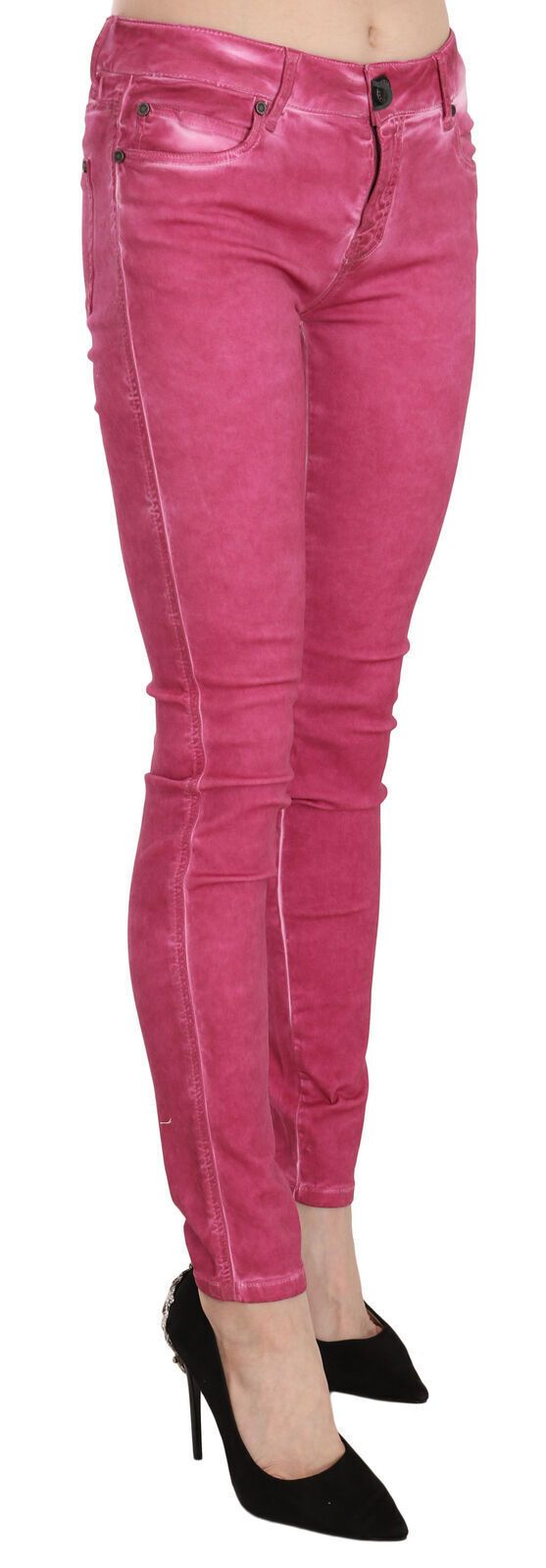 PLEIN SUD Pink Velvet Mid Waist Skinny Trousers-2