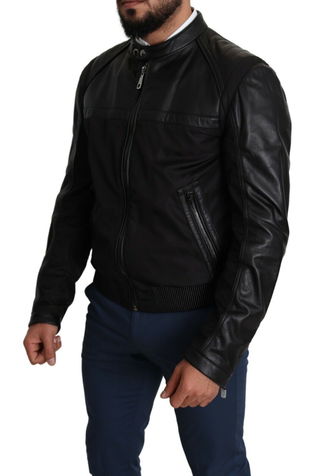 Chaqueta bomber de nailon negro con cremallera completa para hombre de Dolce & Gabbana-2