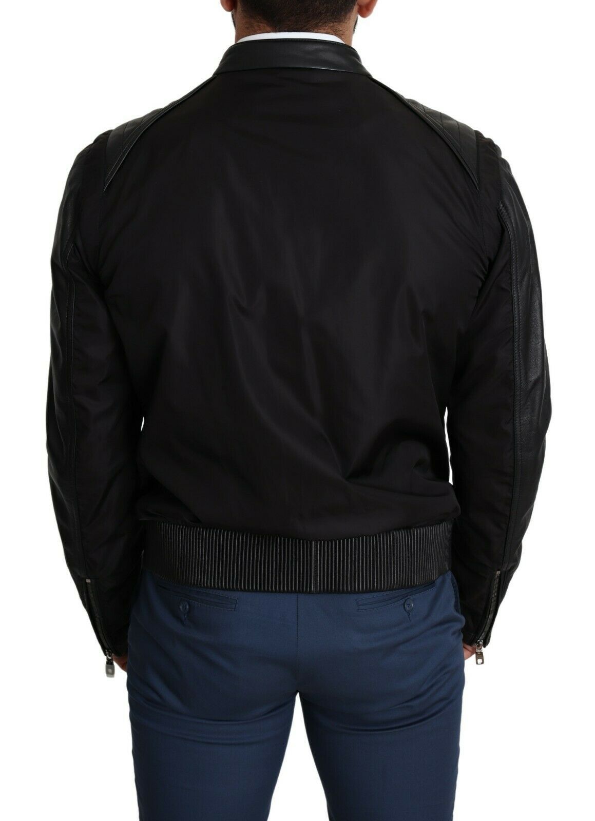Chaqueta bomber de nailon negro con cremallera completa para hombre de Dolce & Gabbana-3