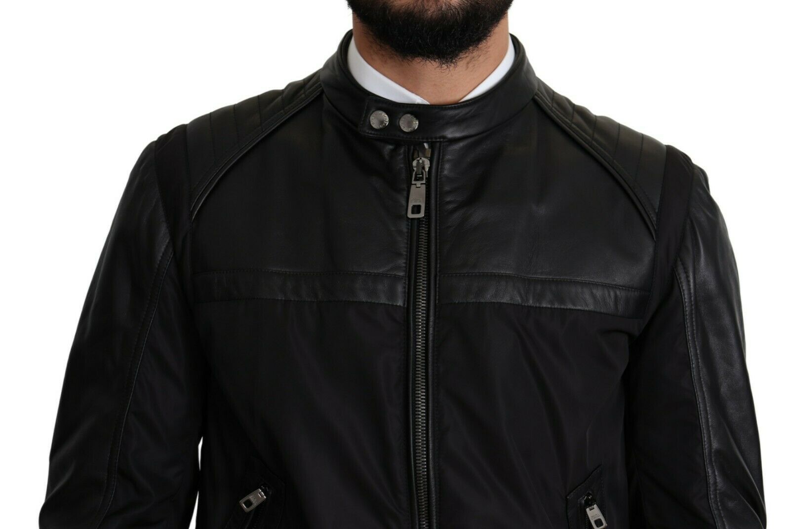 Chaqueta bomber de nailon negro con cremallera completa para hombre de Dolce & Gabbana-4